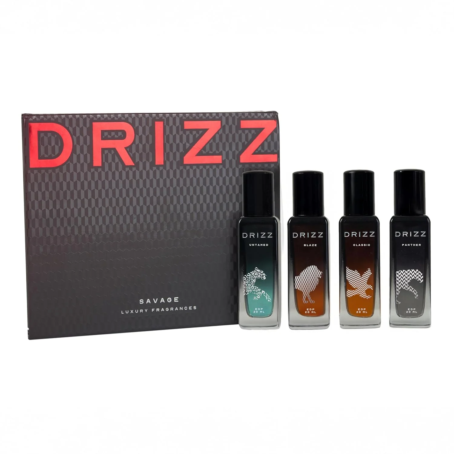 DRIZZ Savage Luxury Men Eau De Parfum Gift Set 4x20ml for Men with Untamed, Blaze, Classic, Panther Perfumes - Image 9
