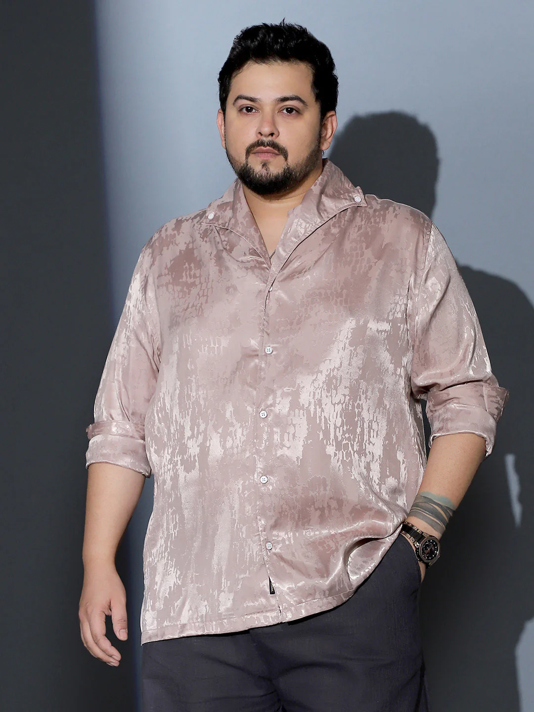 Droplet-Jacquard Satin Shirt - Image 2