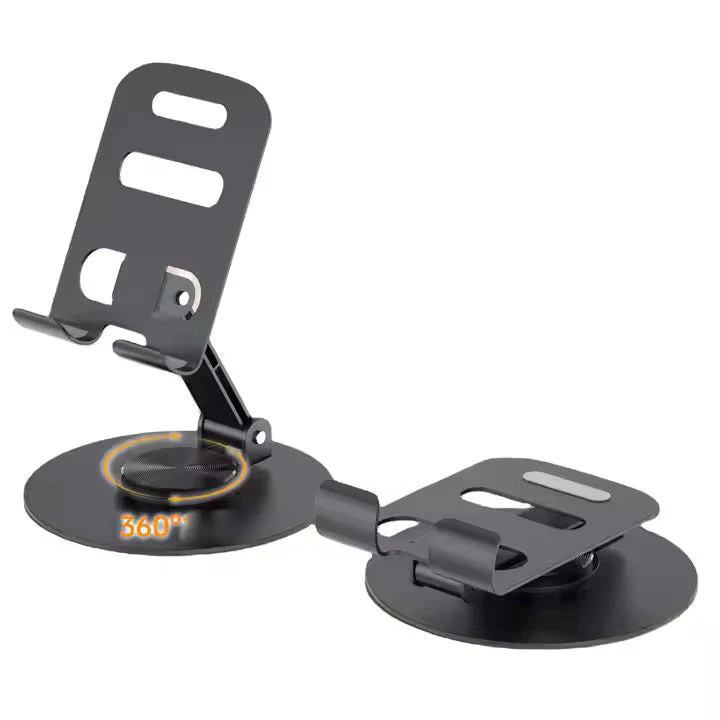 Dsynk Gear Phone Stand, 360-Degree Rotating Metal Desktop Holder, Adjustable and Foldable, Anti-Slip Base