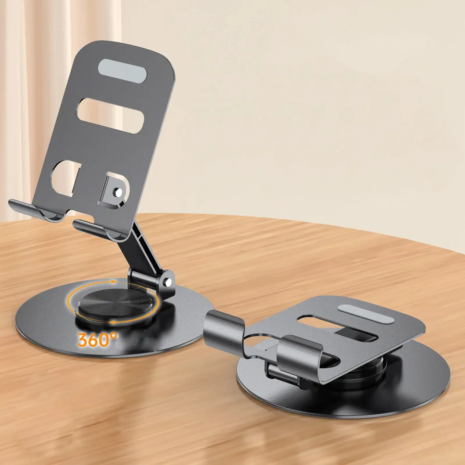 Dsynk Gear Phone Stand, 360-Degree Rotating Metal Desktop Holder, Adjustable and Foldable, Anti-Slip Base - Image 4