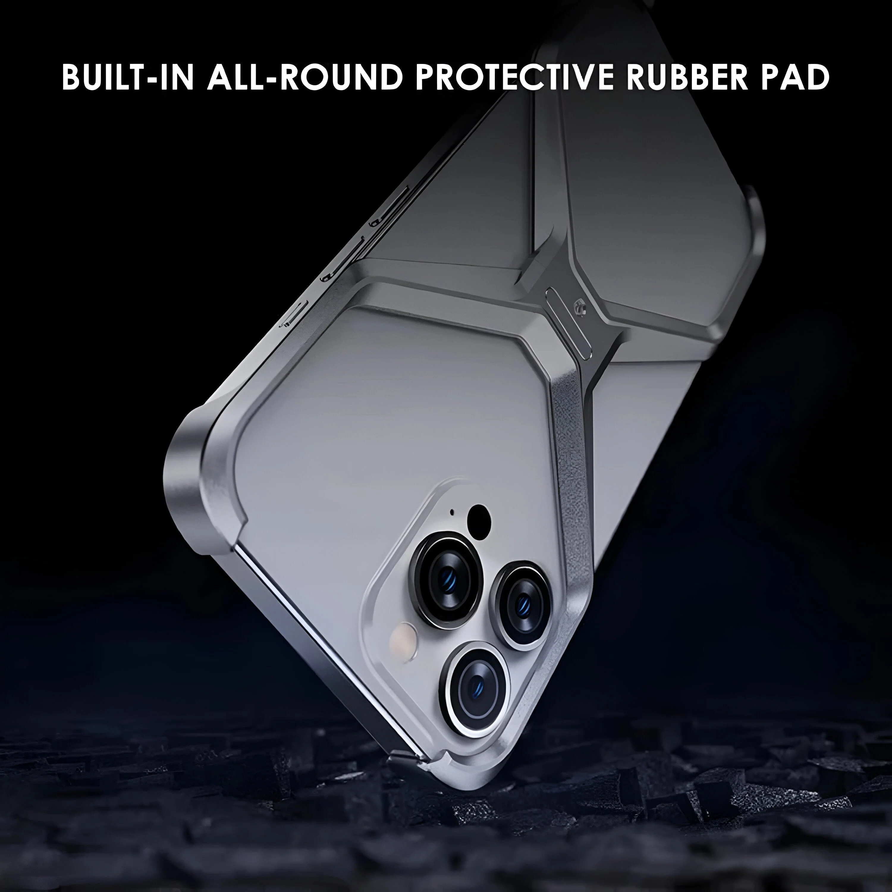 Dsynk Gear Titanium Armour X-Frame Phone Case, Ultra-Thin Aluminium Alloy, Shockproof Protection for iPhone, Grey - Image 5