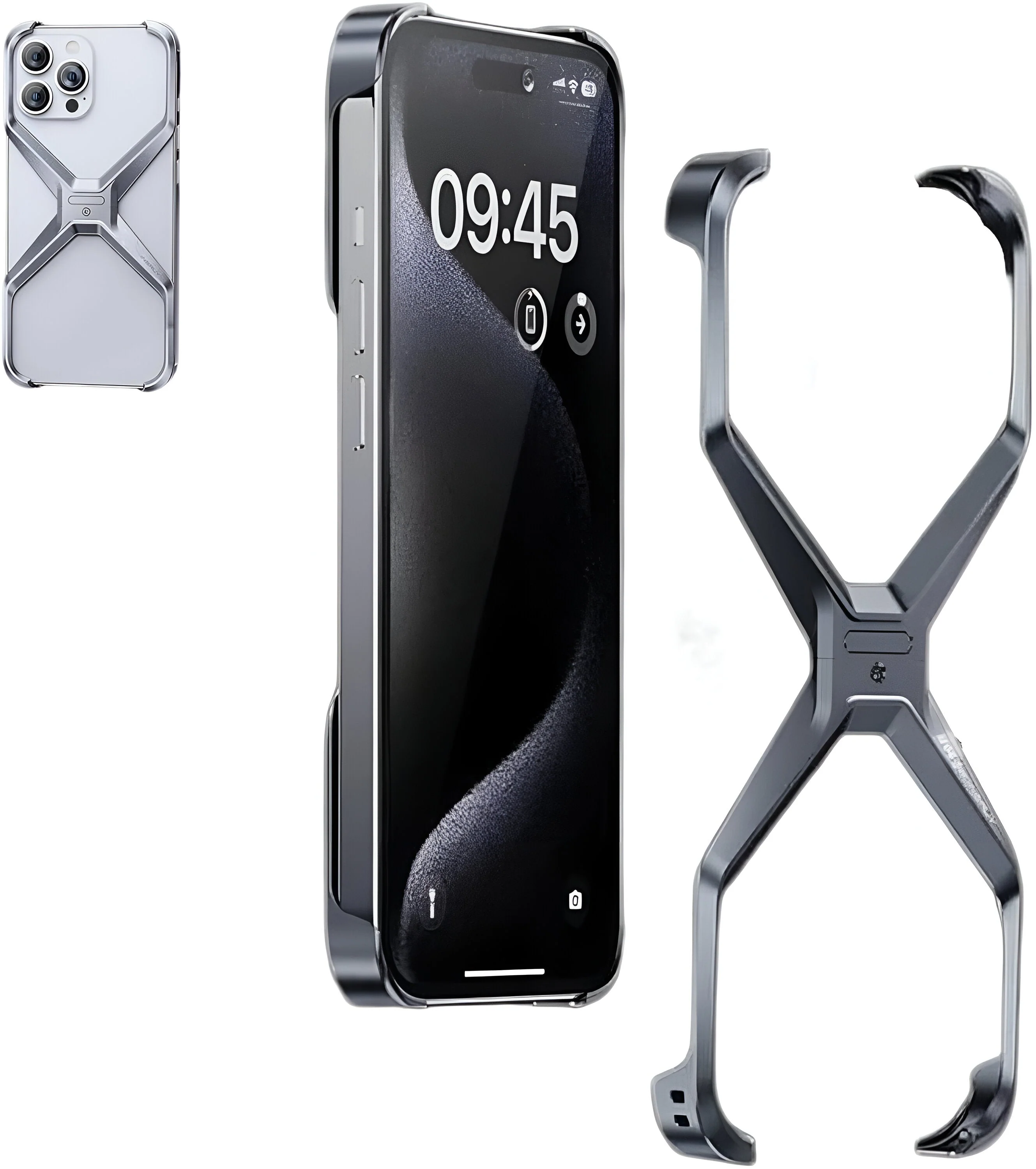 Dsynk Gear Titanium Armour X-Frame Phone Case, Ultra-Thin Aluminium Alloy, Shockproof Protection for iPhone, Grey - Image 9