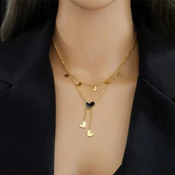Dual Layer Anti Tarnish Heart Necklace - Image 2