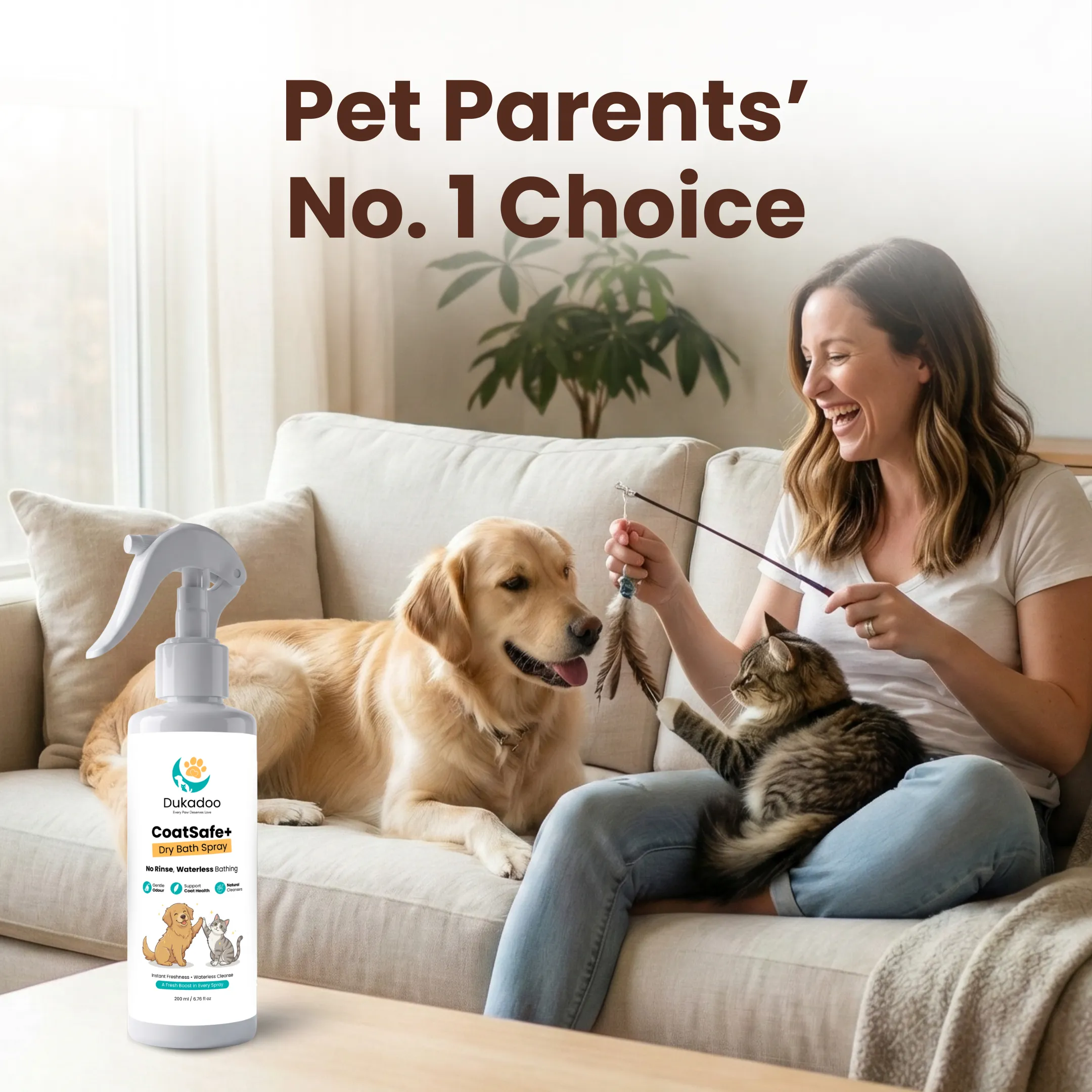 Dukadoo CoatSafe+ Waterless Pet Shampoo 200ml | Dry Bath No-Rinse Shampoo for Dogs & Cats | Instant Freshness & Odour Control | Gentle Daily Cleansing | Coat Care Spray - Image 6