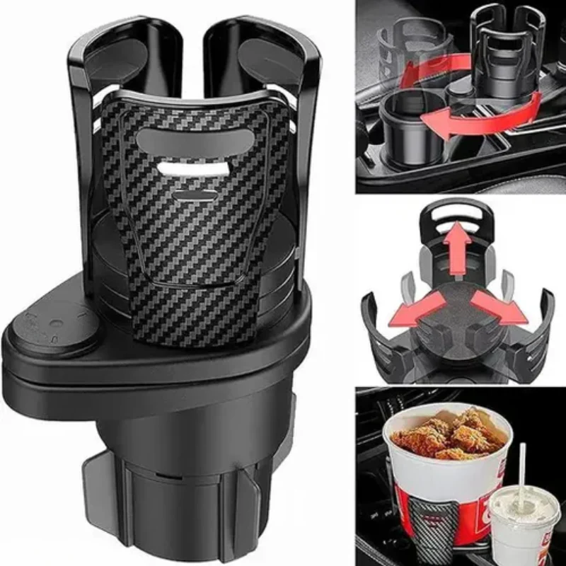 DuoHold: 2-in-1 Car Cup Holder Expander with 360° Rotation & Adjustable Dual Cup Slots for Large Drinks & Travel Convenience - Image 2