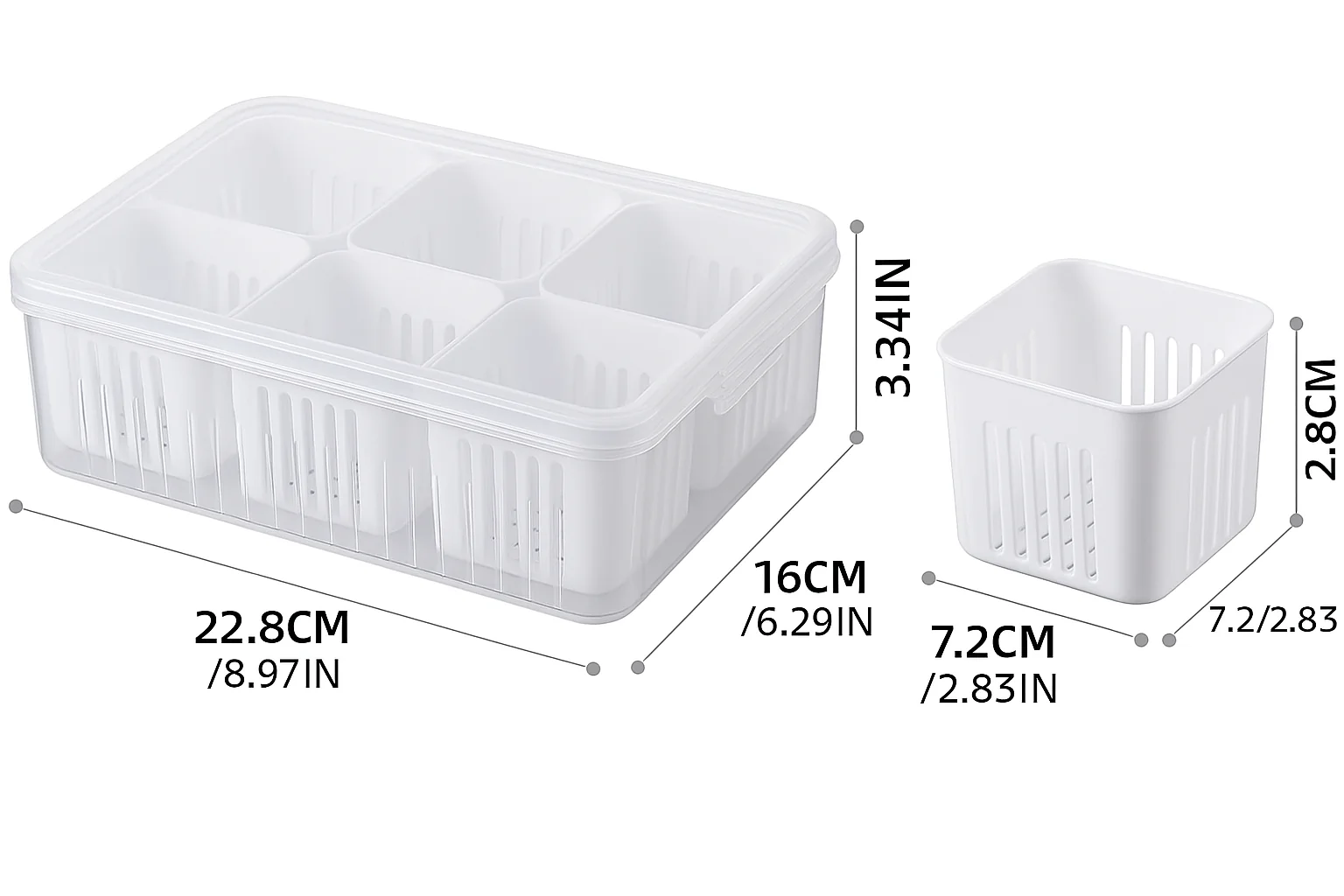 Durable Plastic Kitchen Storage Container Set with Drain Baskets | Multipurpose Fridge & Freezer Organizer Box | Masala, Vegetables & Dry Goods Storage | Airtight & Easy to Clean - Image 2