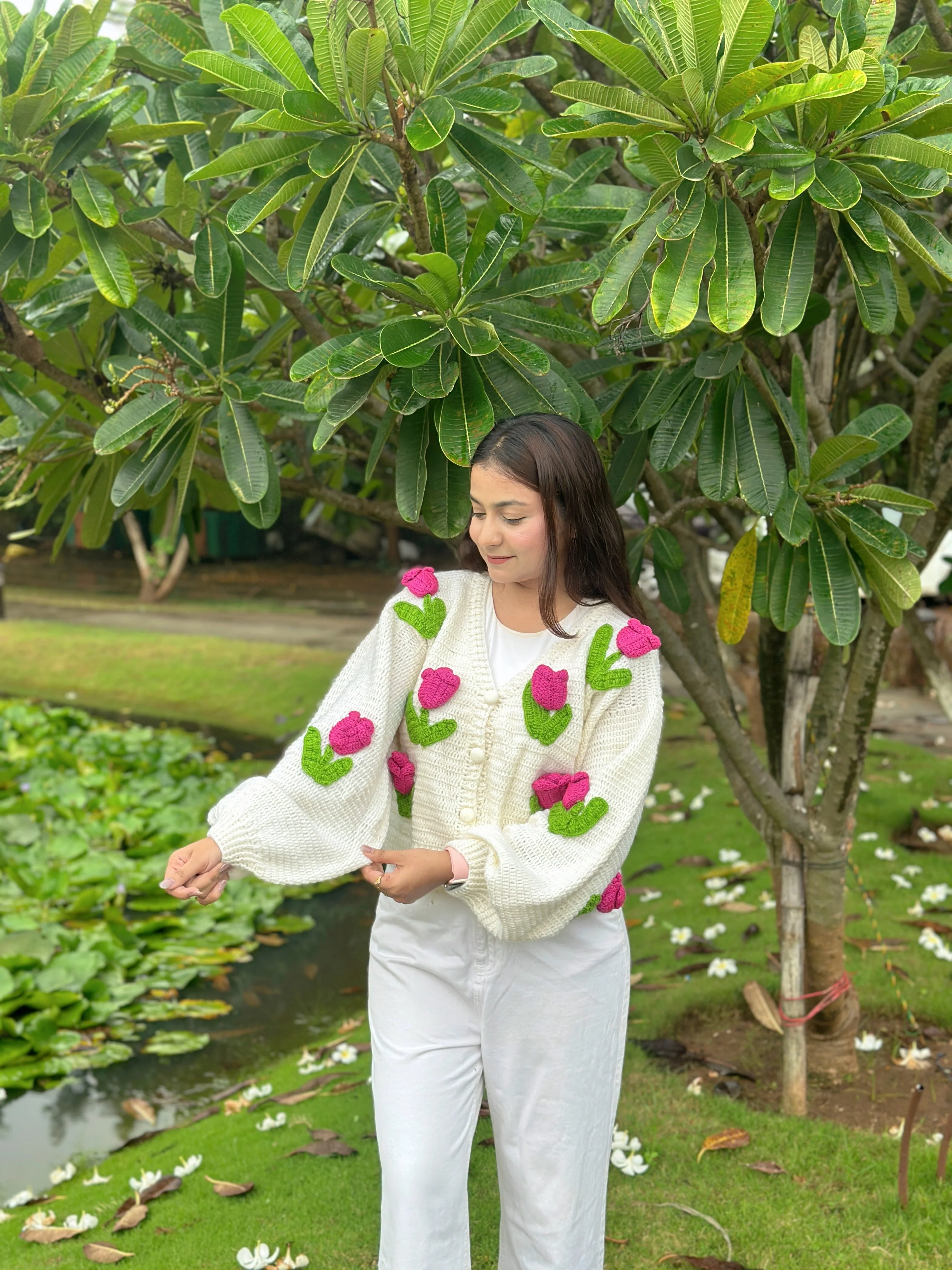 Dutch Flower Cardigan - CreamPink - Image 2