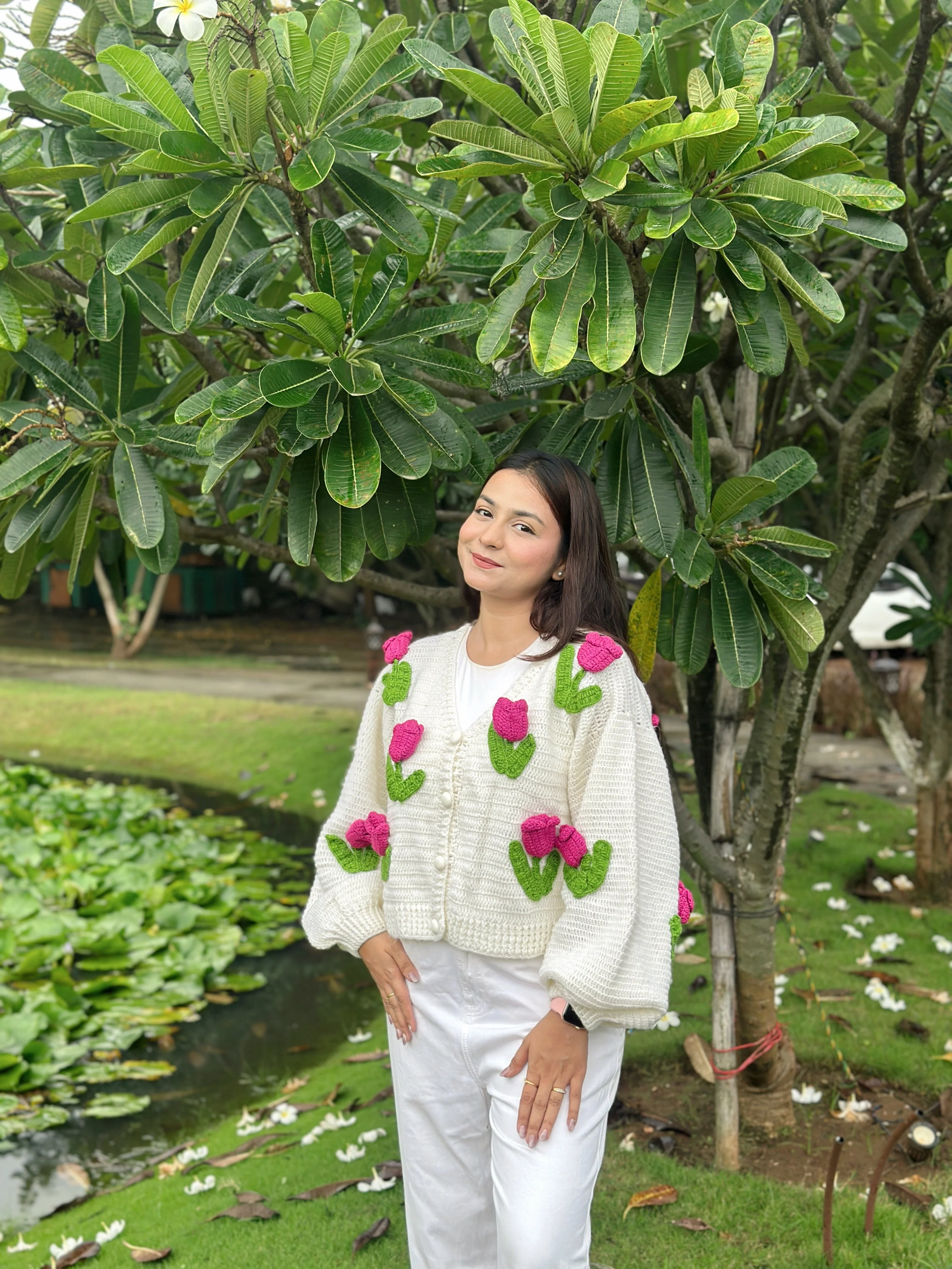 Dutch Flower Cardigan - CreamPink - Image 5