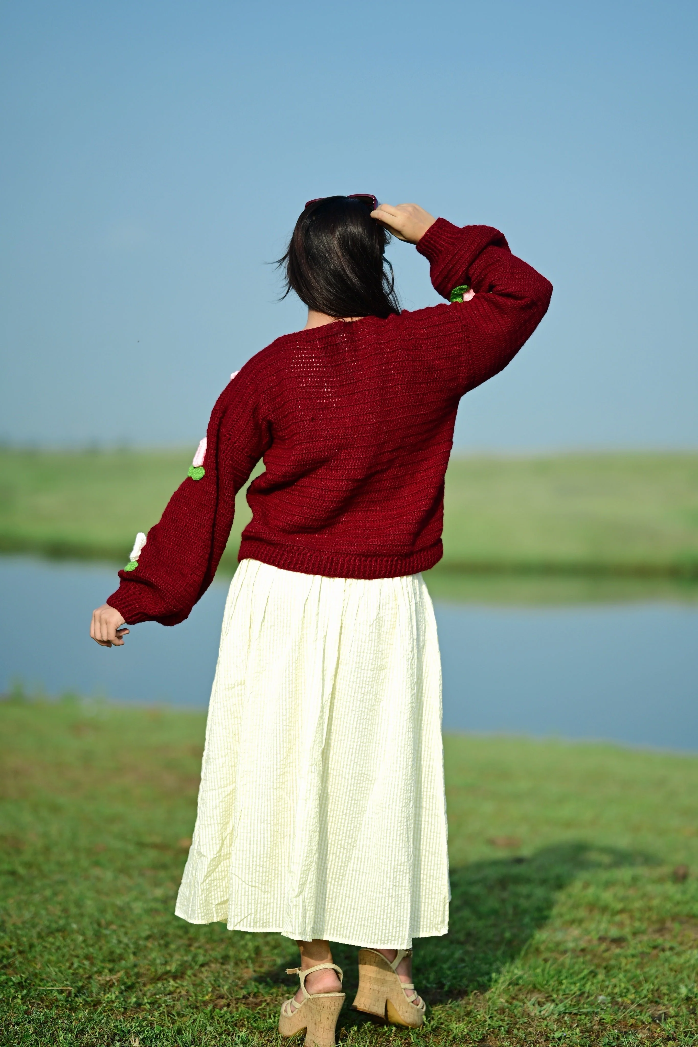 Dutch Flower Cardigan - Maroon - Image 16