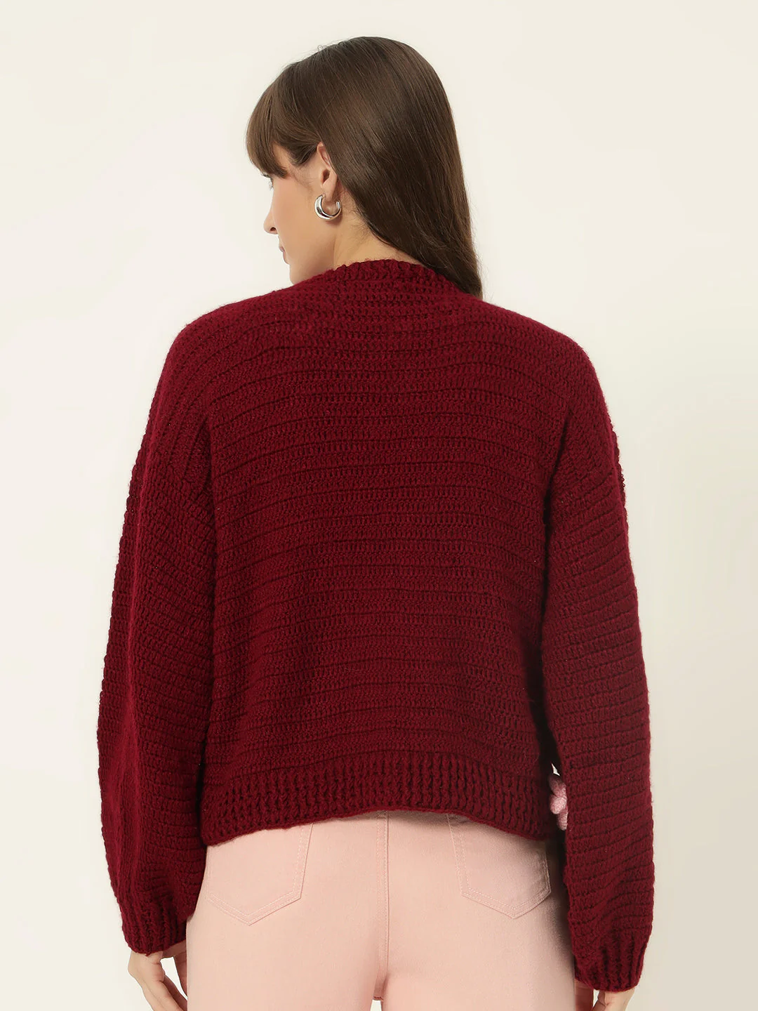 Dutch Flower Cardigan - Maroon - Image 9