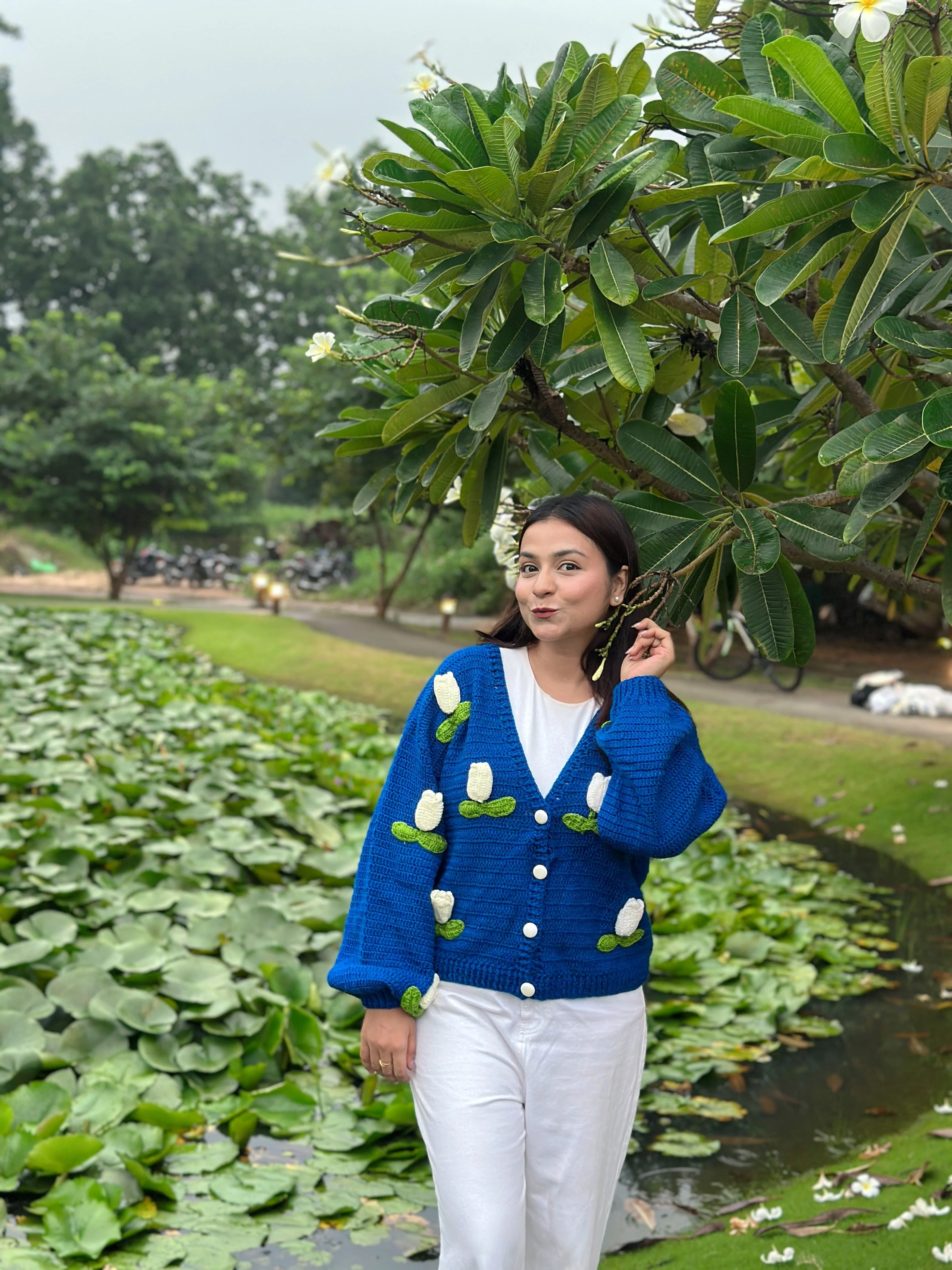 Dutch Flower Cardigan - Royal Blue - Image 6