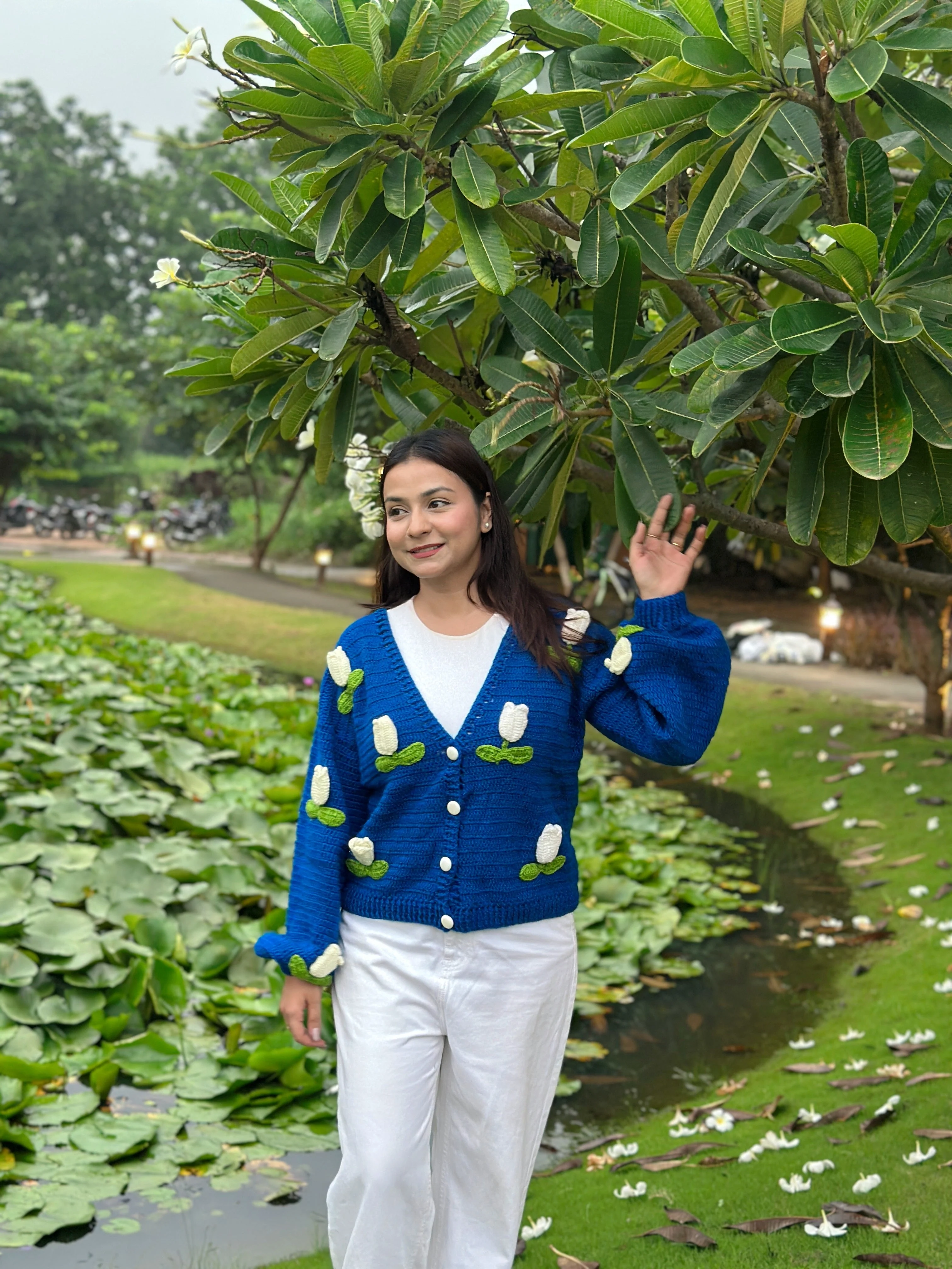 Dutch Flower Cardigan - Royal Blue - Image 9