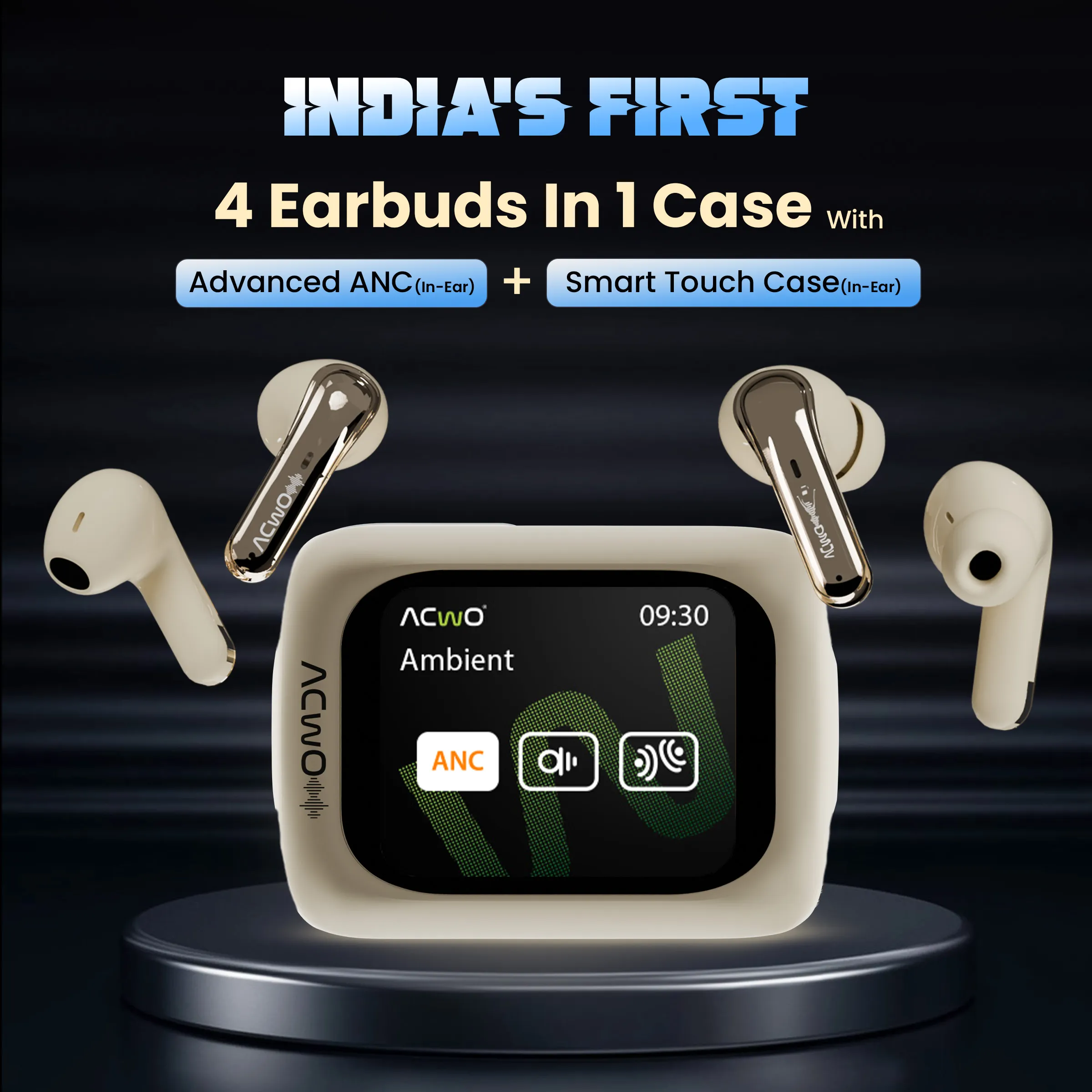 Dwots Fire Prime - IndiaS First 4 Earbuds In 1 Case With Advanced Anc + Smart Touch Screen Display Black - Image 11