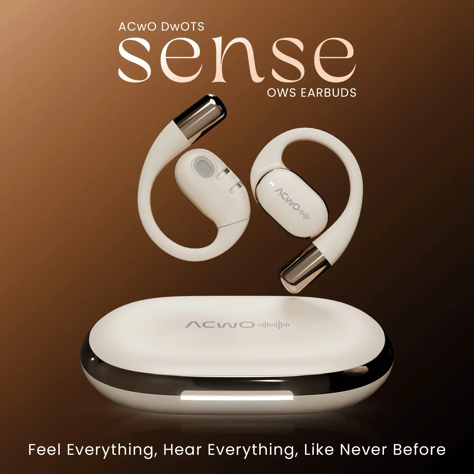 DwOTS Sense Open-Ear creame Wireless Headphones