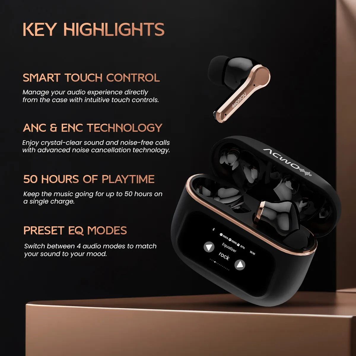 Dwots Touch Screen Display Earbuds With Anc And Enc - Image 10