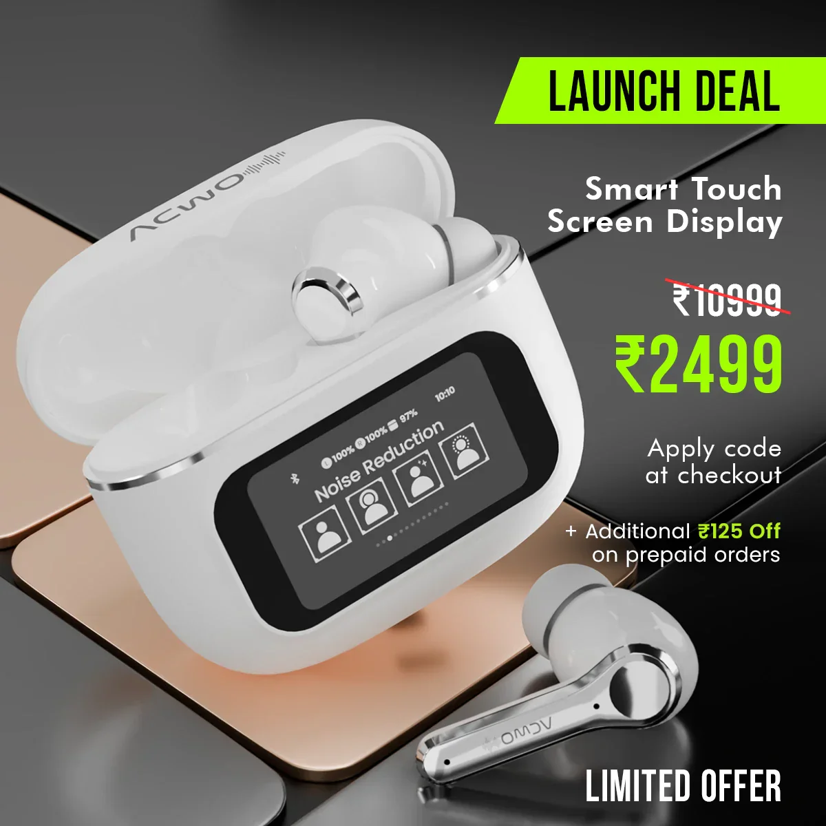 Dwots Touch Screen Display Earbuds With Anc And Enc - Image 3