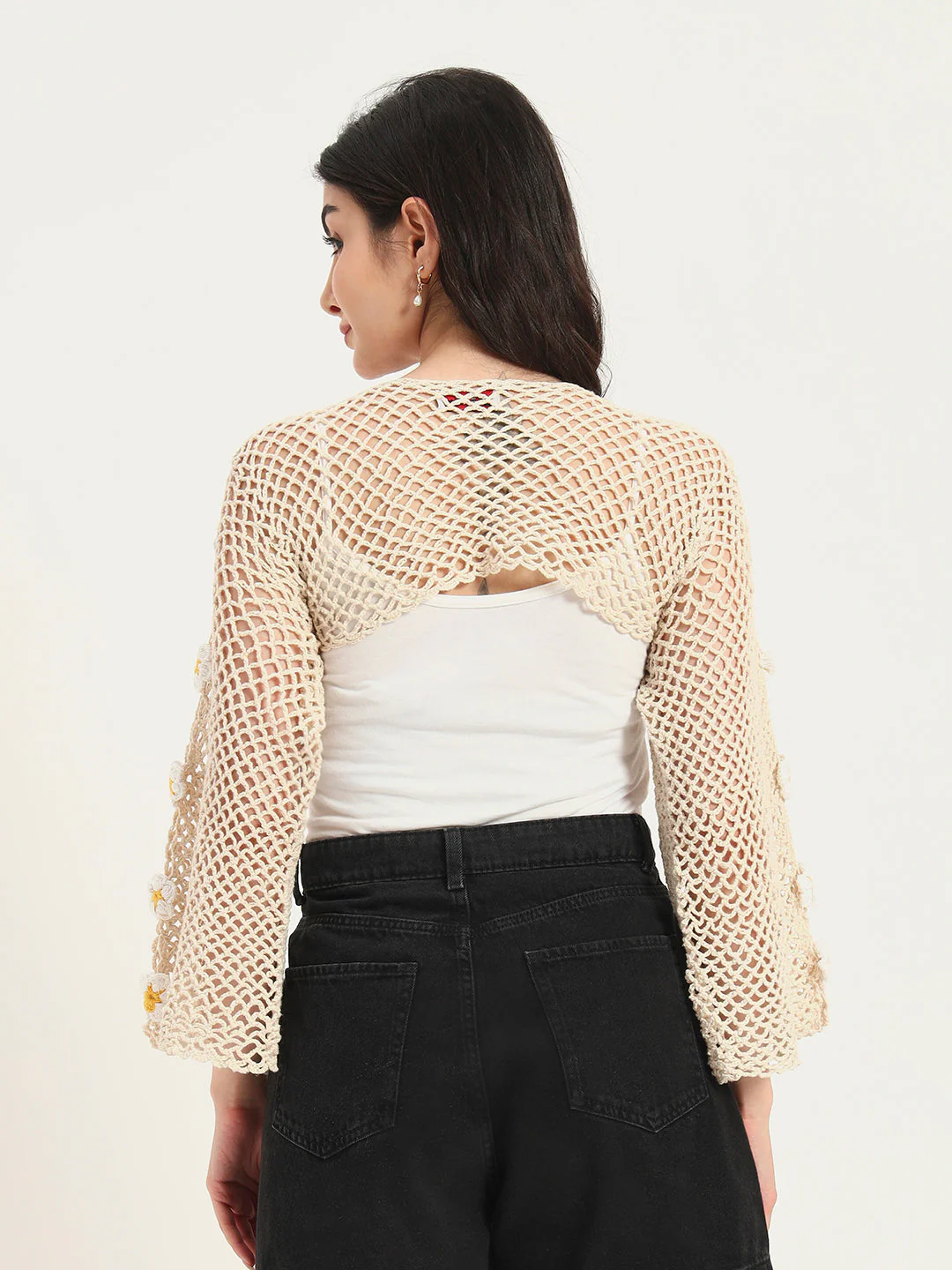 Earth Knot H-Mesh Handmade Top - BeigeWhite - Image 2