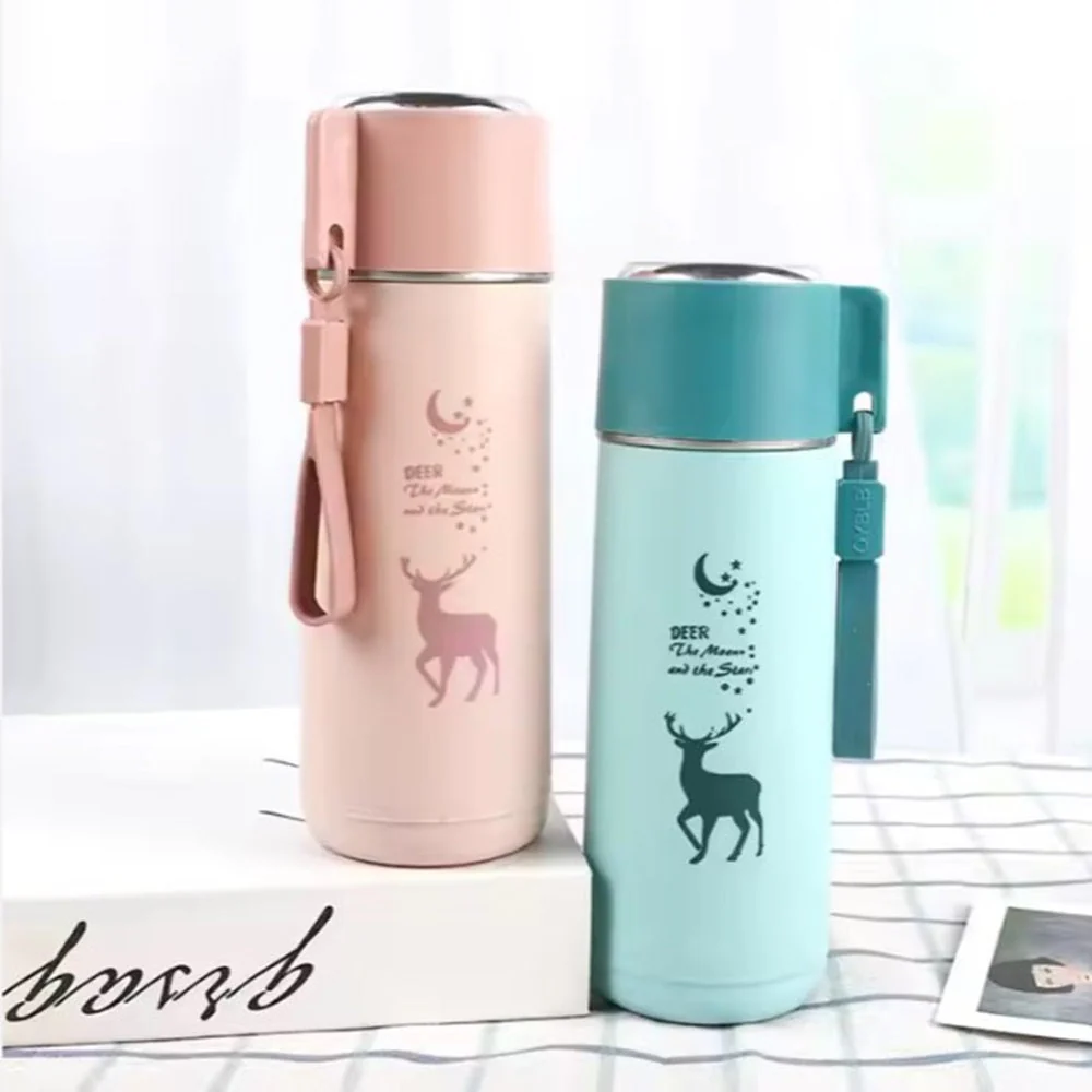 Eco-Friendly Deer Print Glass Water Bottle – 380ml | Leakproof, Wide Mouth, for School & Outdoor Use - Image 11