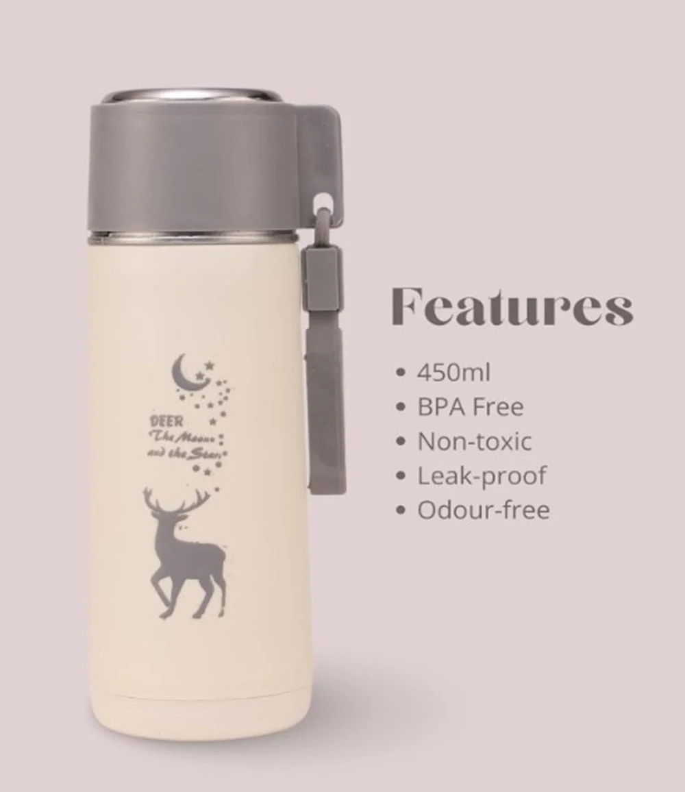 Eco-Friendly Deer Print Glass Water Bottle – 380ml | Leakproof, Wide Mouth, for School & Outdoor Use - Image 4