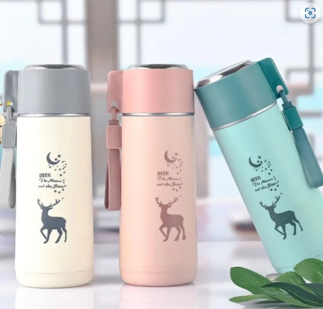 Eco-Friendly Deer Print Glass Water Bottle – 380ml | Leakproof, Wide Mouth, for School & Outdoor Use - Image 7