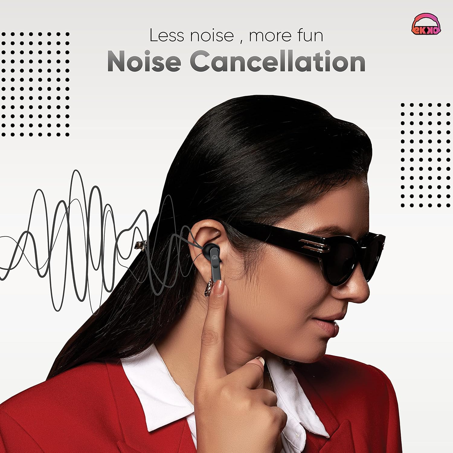 EKKO Earbeats T04 TWS: ENC Call Noise Cancellation, 50H Playtime, 10MM Driver, Twin Connect, Type-C Fast Charging, Siri & Google Assistant (Black) - Image 3