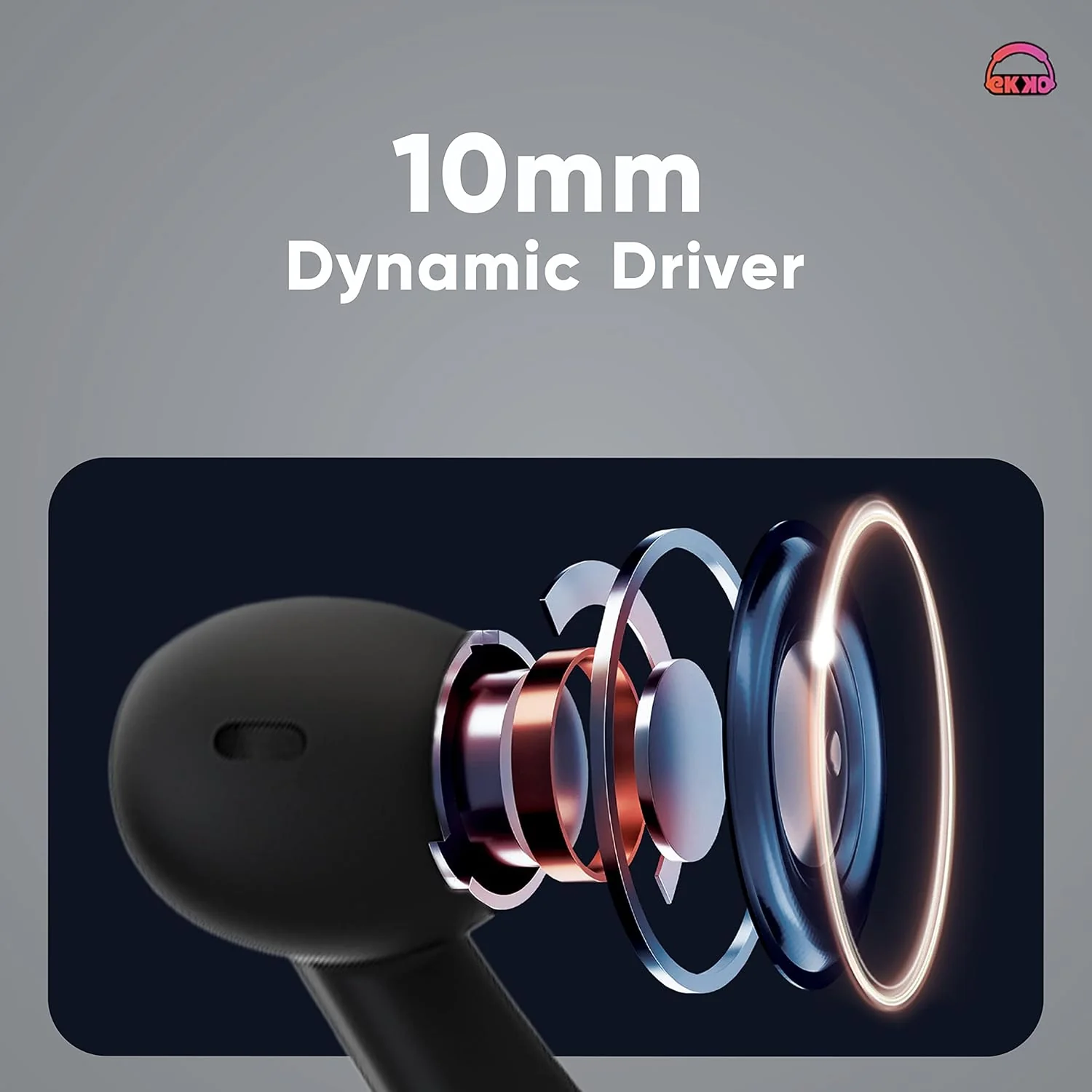 EKKO Earbeats T06: 10MM Driver, ENC Call Noise Cancellation, Touch Control, Massive Bass, IPX4 Water Resistancel TWS, Upto 60H Playtime, with Mic, Massive Bass, IPX4 Water Resistance (Black) - Image 4