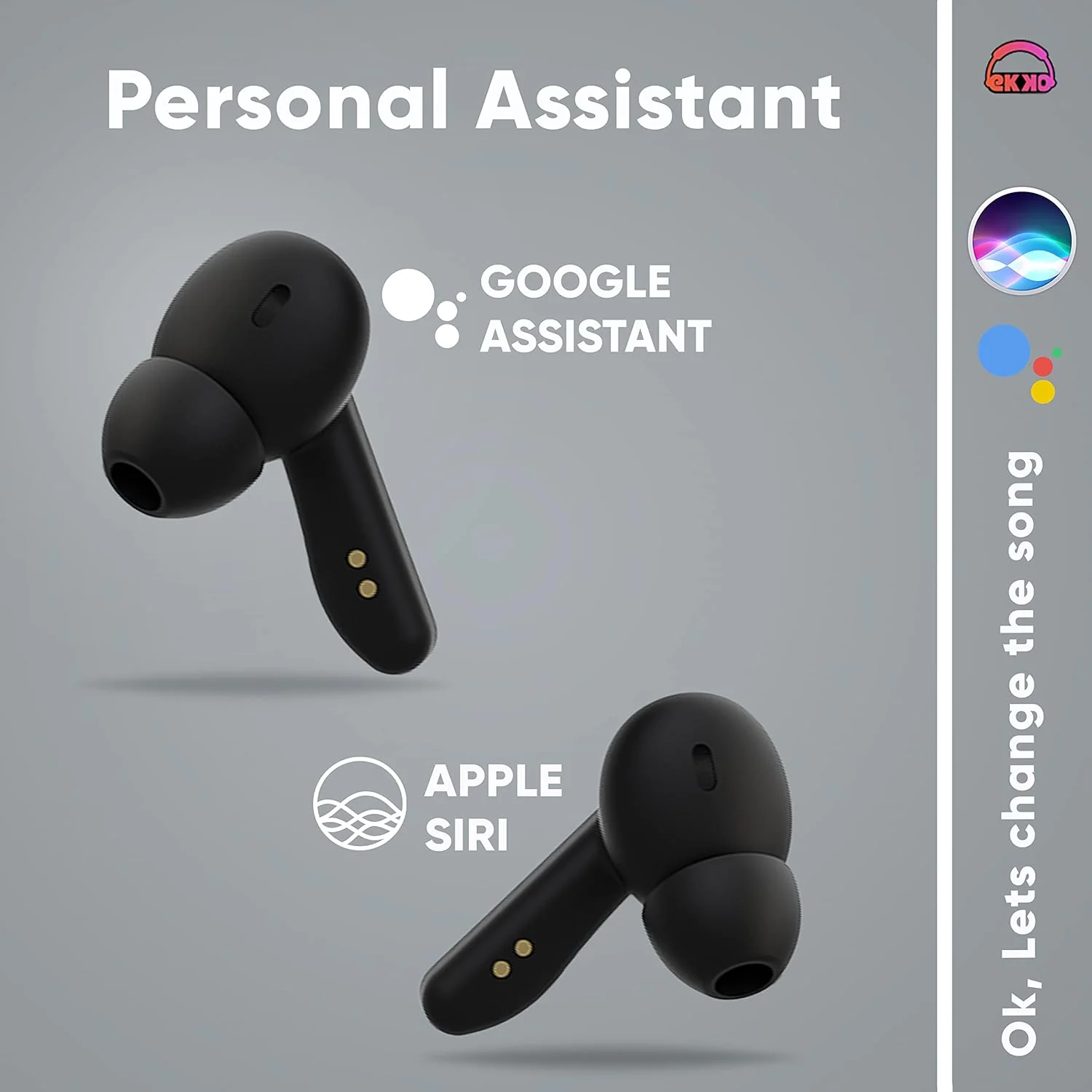 EKKO Earbeats T06: 10MM Driver, ENC Call Noise Cancellation, Touch Control, Massive Bass, IPX4 Water Resistancel TWS, Upto 60H Playtime, with Mic, Massive Bass, IPX4 Water Resistance (Black) - Image 9