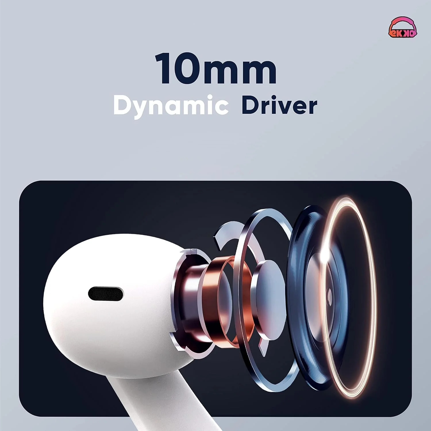 EKKO Earbeats T06: Upto 60H Playtime, 10MM Driver, ENC Call Noise Cancellation, Touch Control, Massive Bass, IPX4 Water Resistancel TWS, with Mic, Massive Bass, IPX4 Water Resistance (White) - Image 7