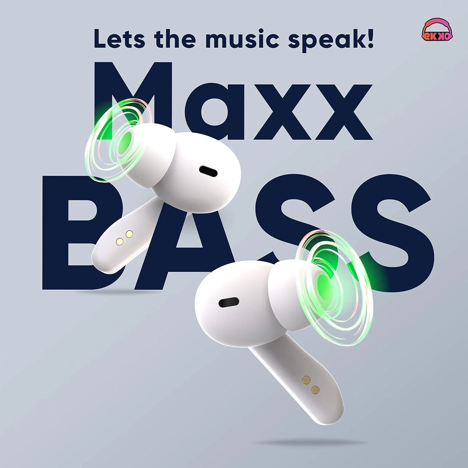 EKKO Earbeats T06: Upto 60H Playtime, 10MM Driver, ENC Call Noise Cancellation, Touch Control, Massive Bass, IPX4 Water Resistancel TWS, with Mic, Massive Bass, IPX4 Water Resistance (White) - Image 8
