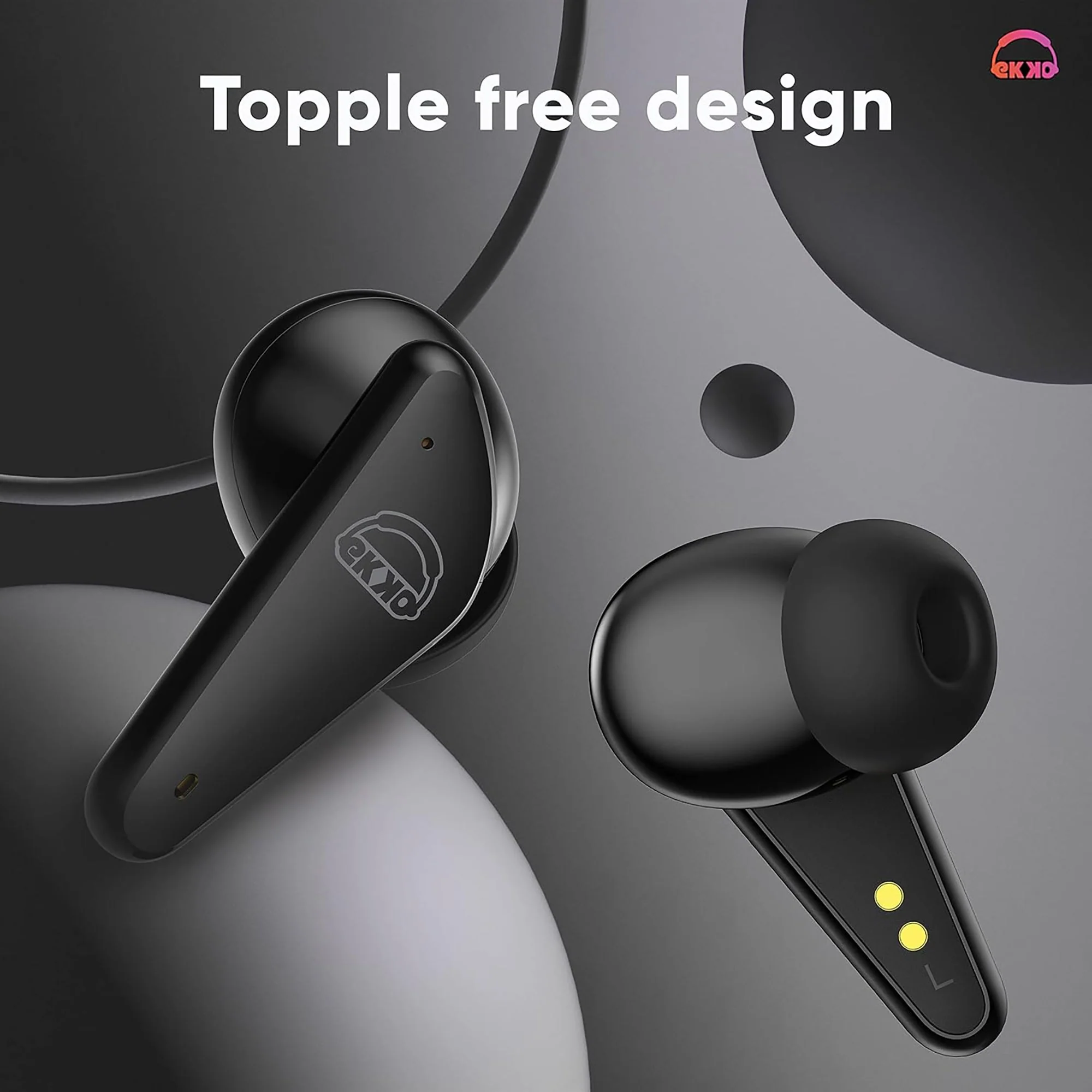 EKKO Earbeats T09: Mic, ENC Call Noise Cancellation, 40H Playtime, 10MM Driver, Twin Connect, Maxx Bass, Water Resistance (Black) - Image 6
