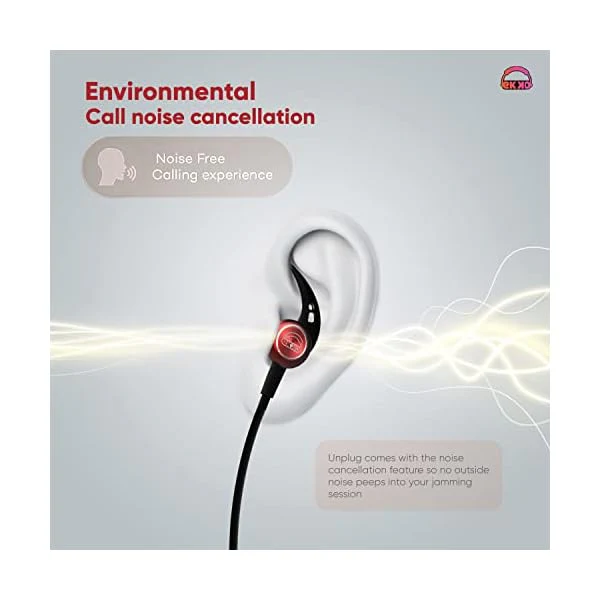 EKKO Unplug N03 Neckband: Top-tier ENC, 40ms Latency, 15-Hour Playback, Max Bass, Twin Connect, Siri & Google Assistant (Red) - Image 3