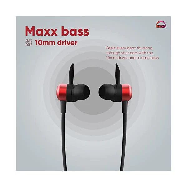 EKKO Unplug N03 Neckband: Top-tier ENC, 40ms Latency, 15-Hour Playback, Max Bass, Twin Connect, Siri & Google Assistant (Red) - Image 5