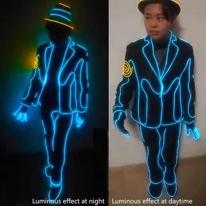EL Wire LED Costumes Cosplay Outfit Neon Dance Wear 3 meter 1 pc - Image 4