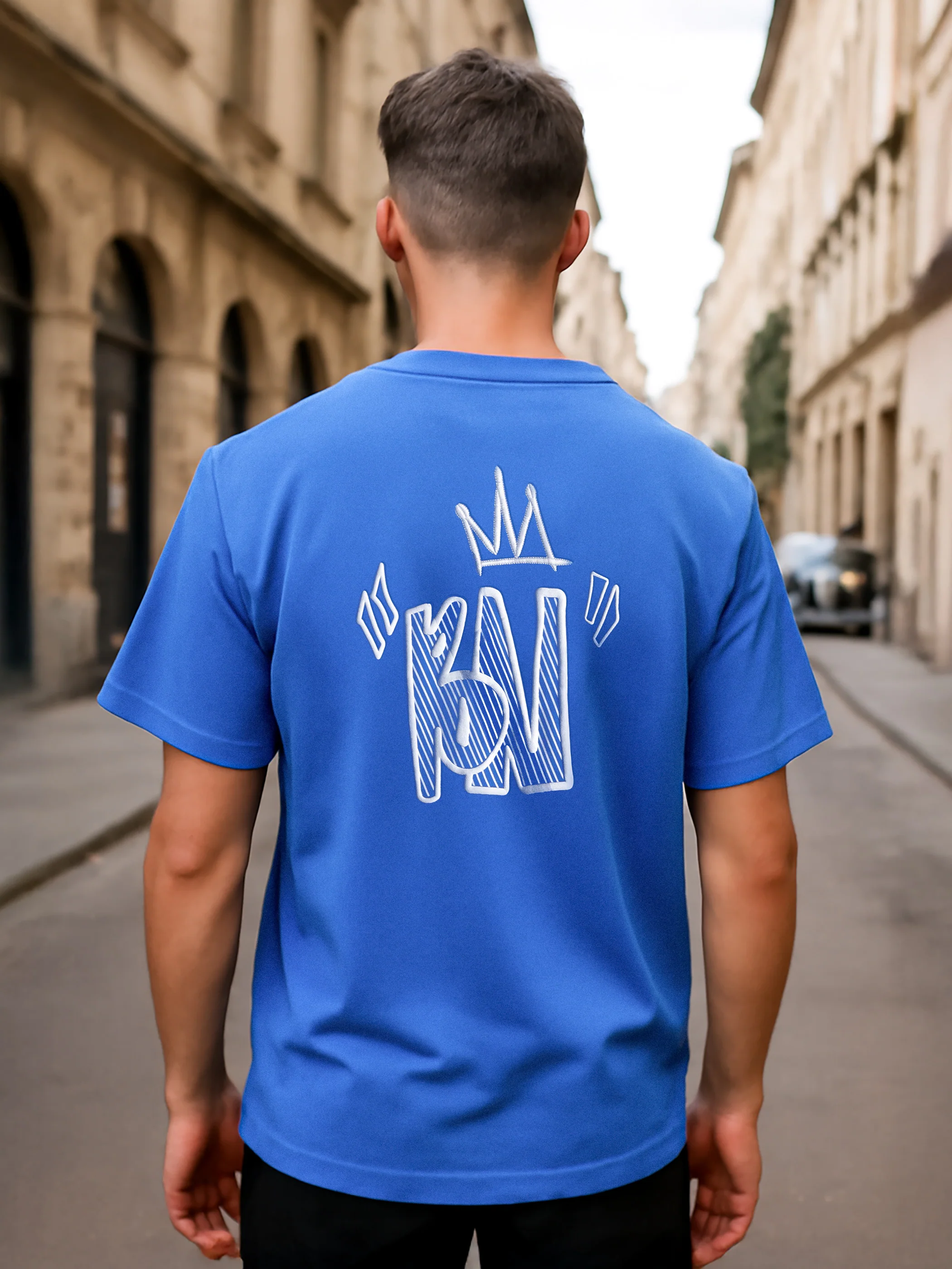 Electric Blue Monday Graphic HD Print T-shirt - Image 3