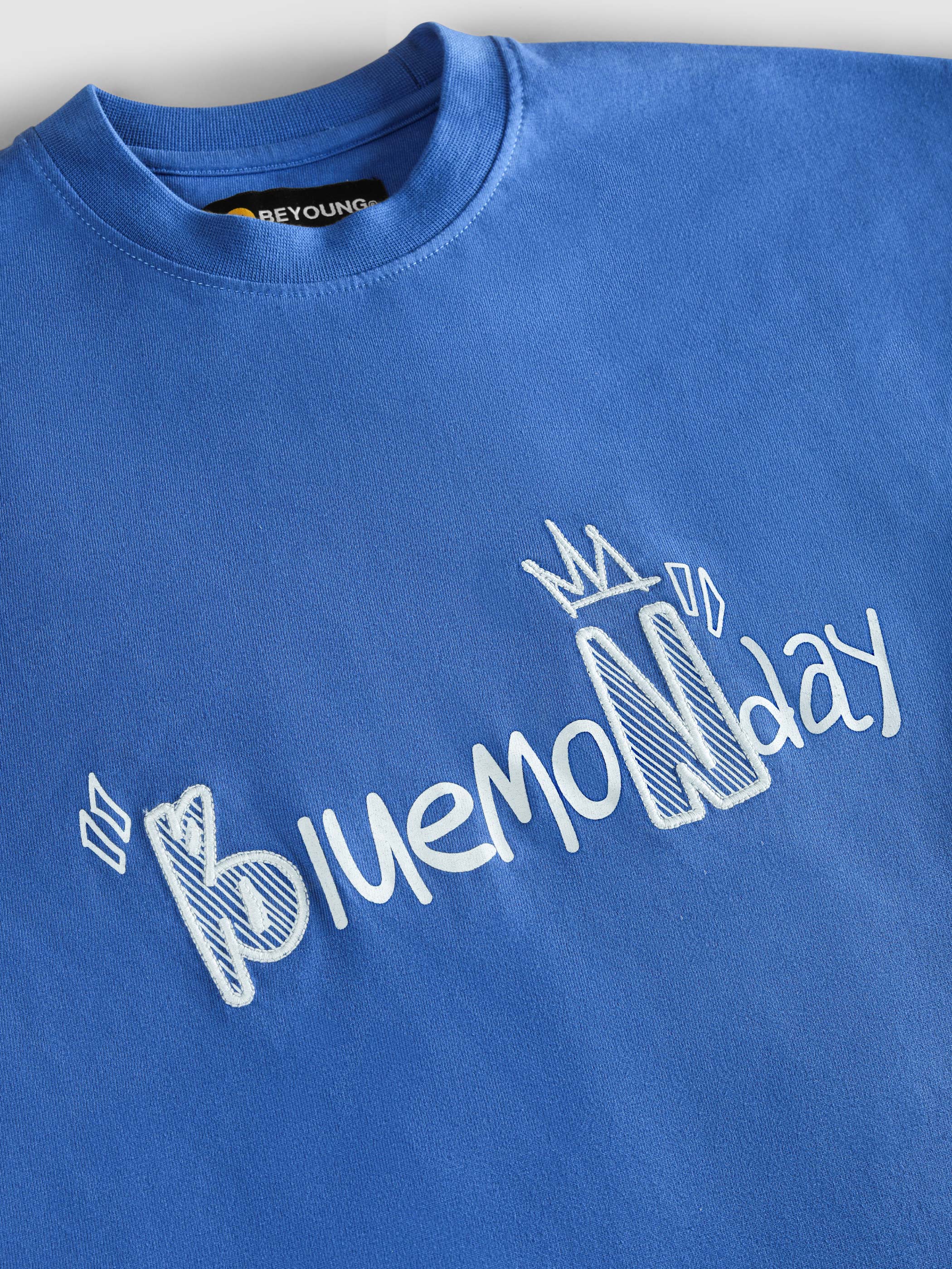 Electric Blue Monday Graphic HD Print T-shirt - Image 5