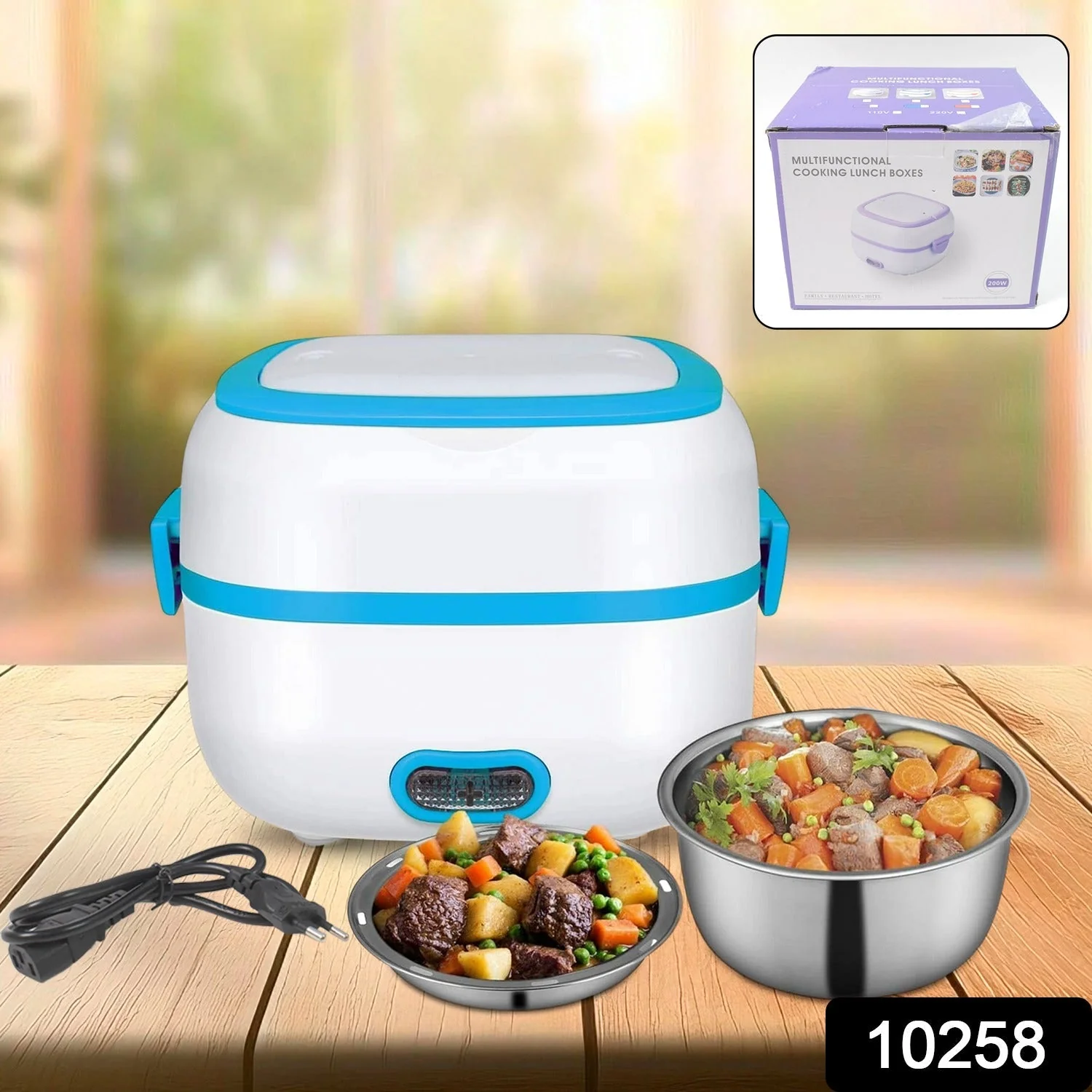 Electric Lunch Box, 3 In 1 Food Heater / Cooker / Steamer with Stainless Steel Bowls (1 Set) - Image 2