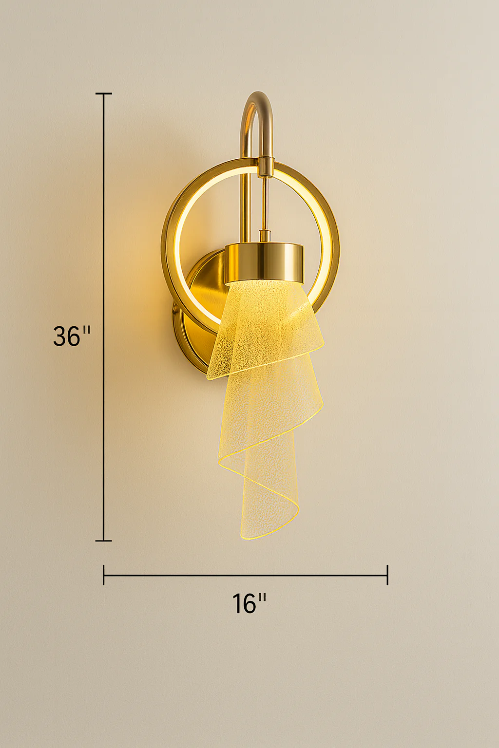 Elegant Brass & Acrylic Wall Sconce Light - Image 2