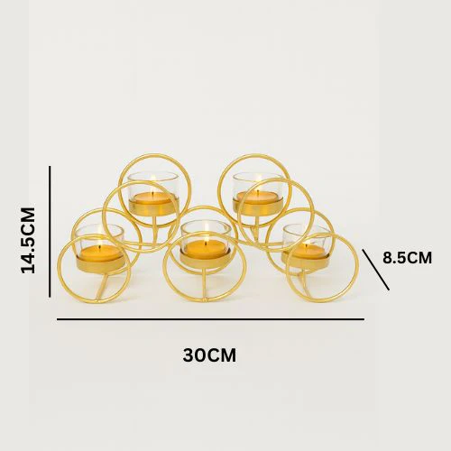 Elegant Gold Metal & Glass T-Light Candle Holder – 5 Holder Design - Image 6
