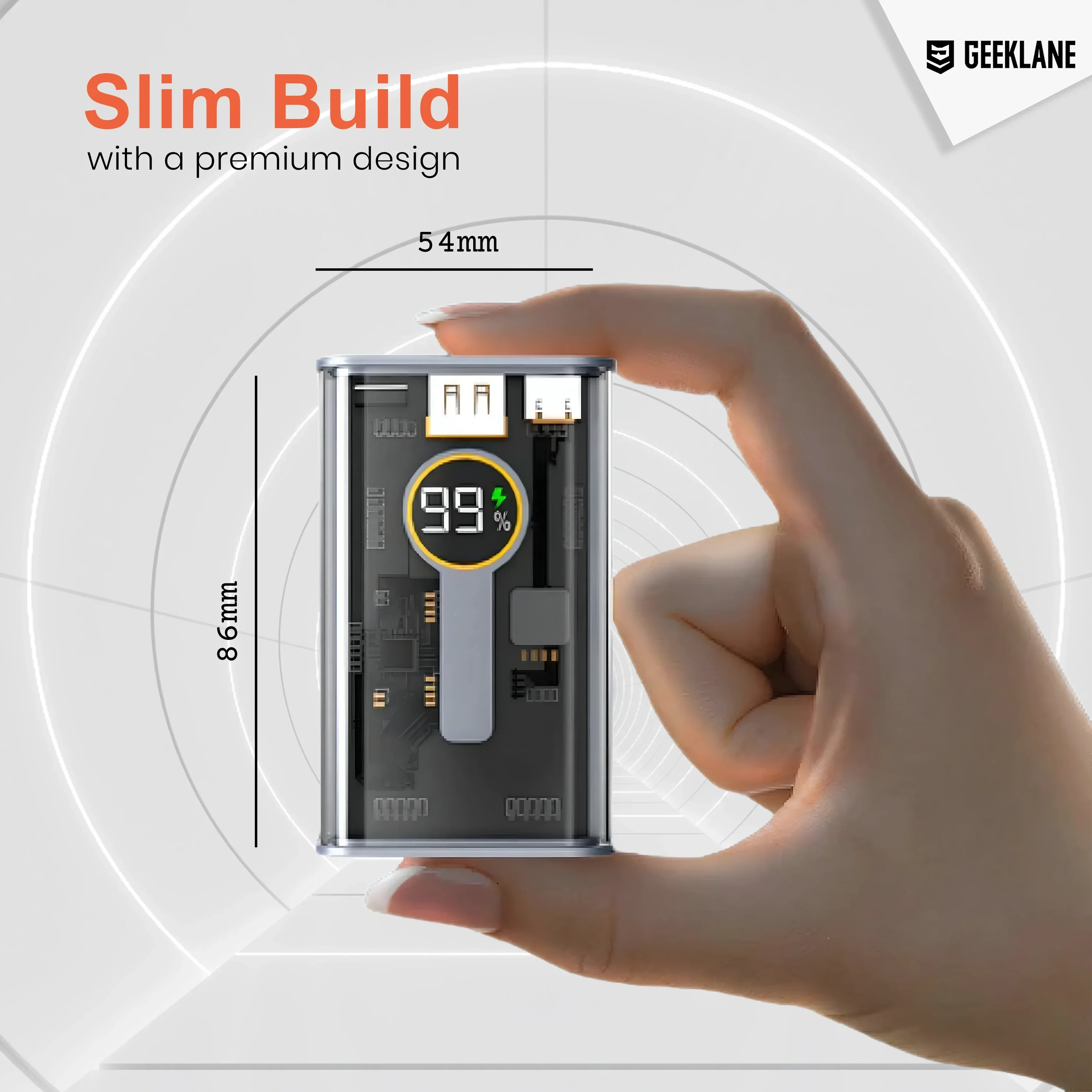 Element: 10,000mAh Compact Edition See-Thru Power Bank with PD 22.5W Fast Charging, Multiport Input/Output & LED Display - Image 2
