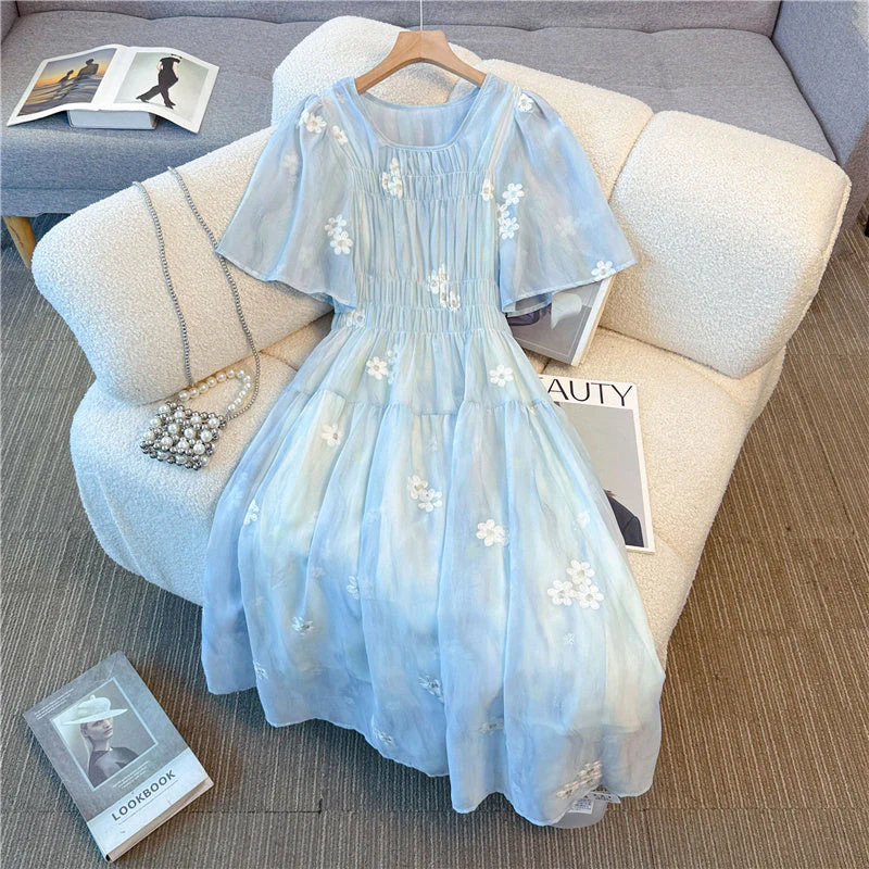 Eliana Embroidery Plus Size Silk Dress