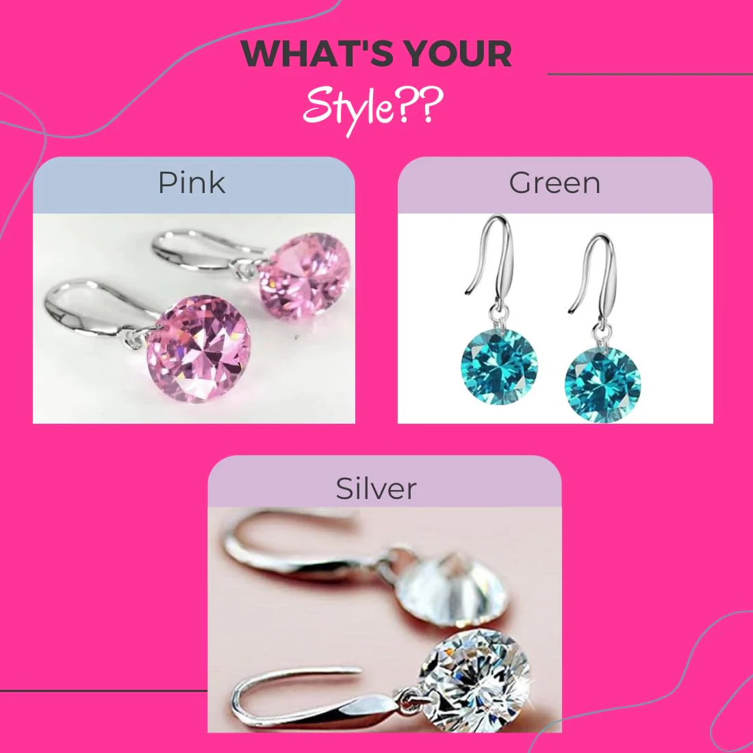 Enchanting Light Weight Cubic Zircon Crystal Drop Earrings For Women And Girls, For Daily Use, Office Use (Green, Pink & Silver) - Image 2