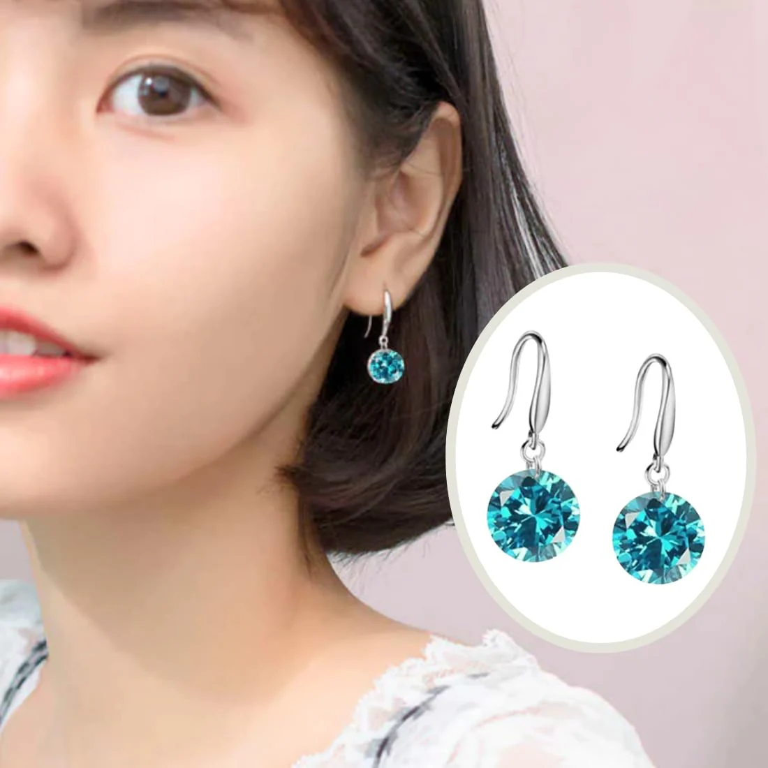 Enchanting Light Weight Cubic Zircon Crystal Drop Earrings For Women And Girls, For Daily Use, Office Use (Green, Pink & Silver) - Image 4
