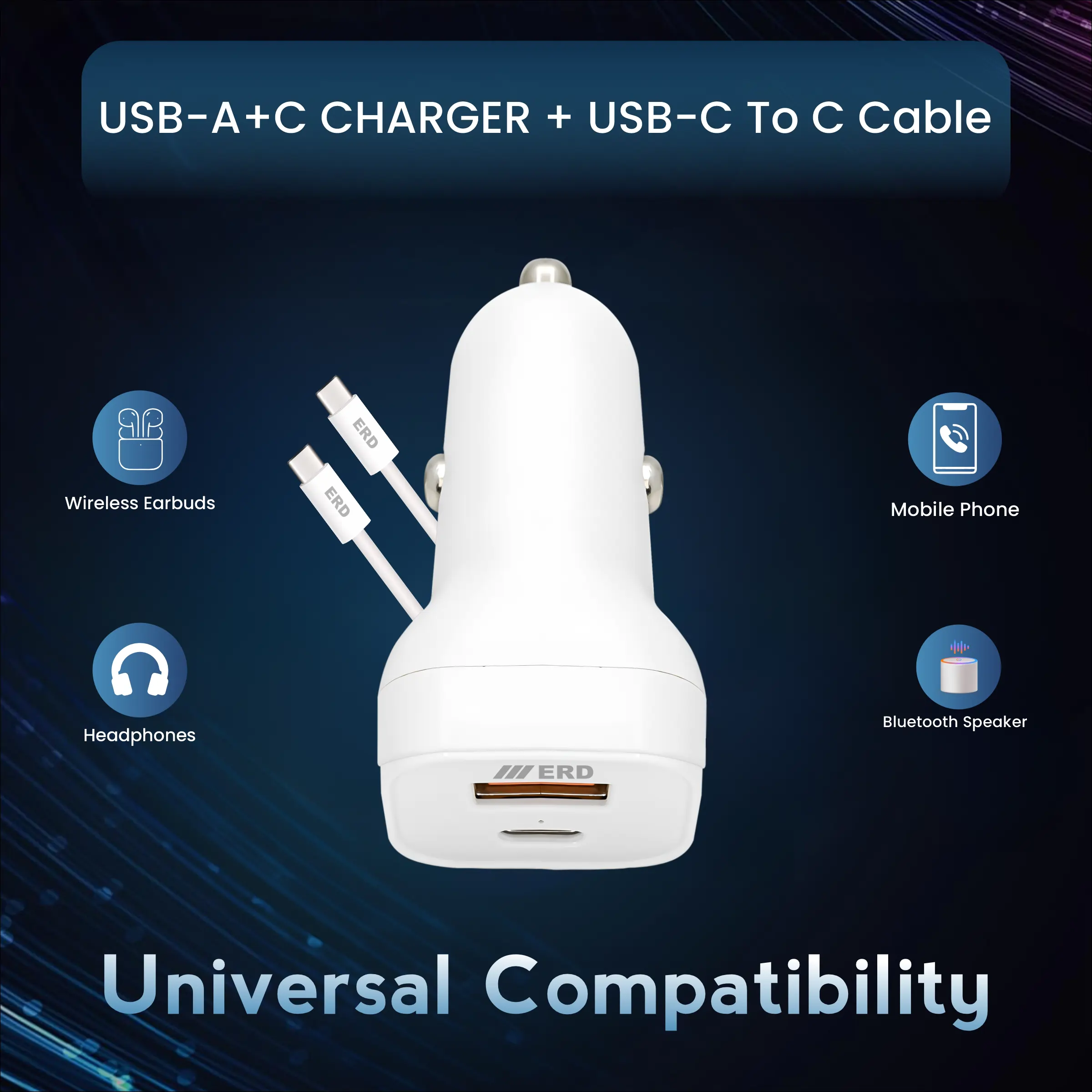 ERD CC-145 CHARGER USB-C TO C PD WHT 45W Fast Charger - Image 5