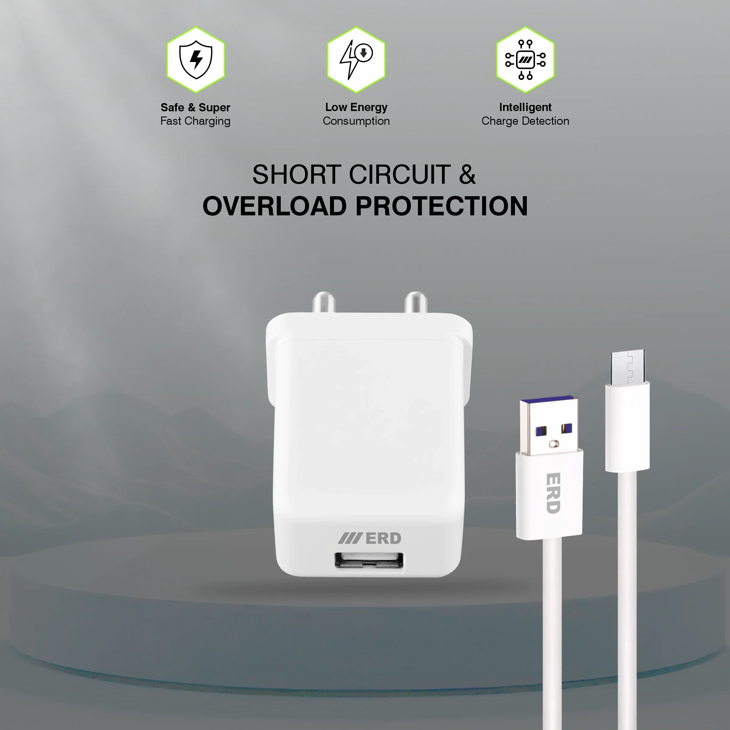 ERD TC-121 CHARGER WITH MICRO USB QC WHT 20W - Image 6