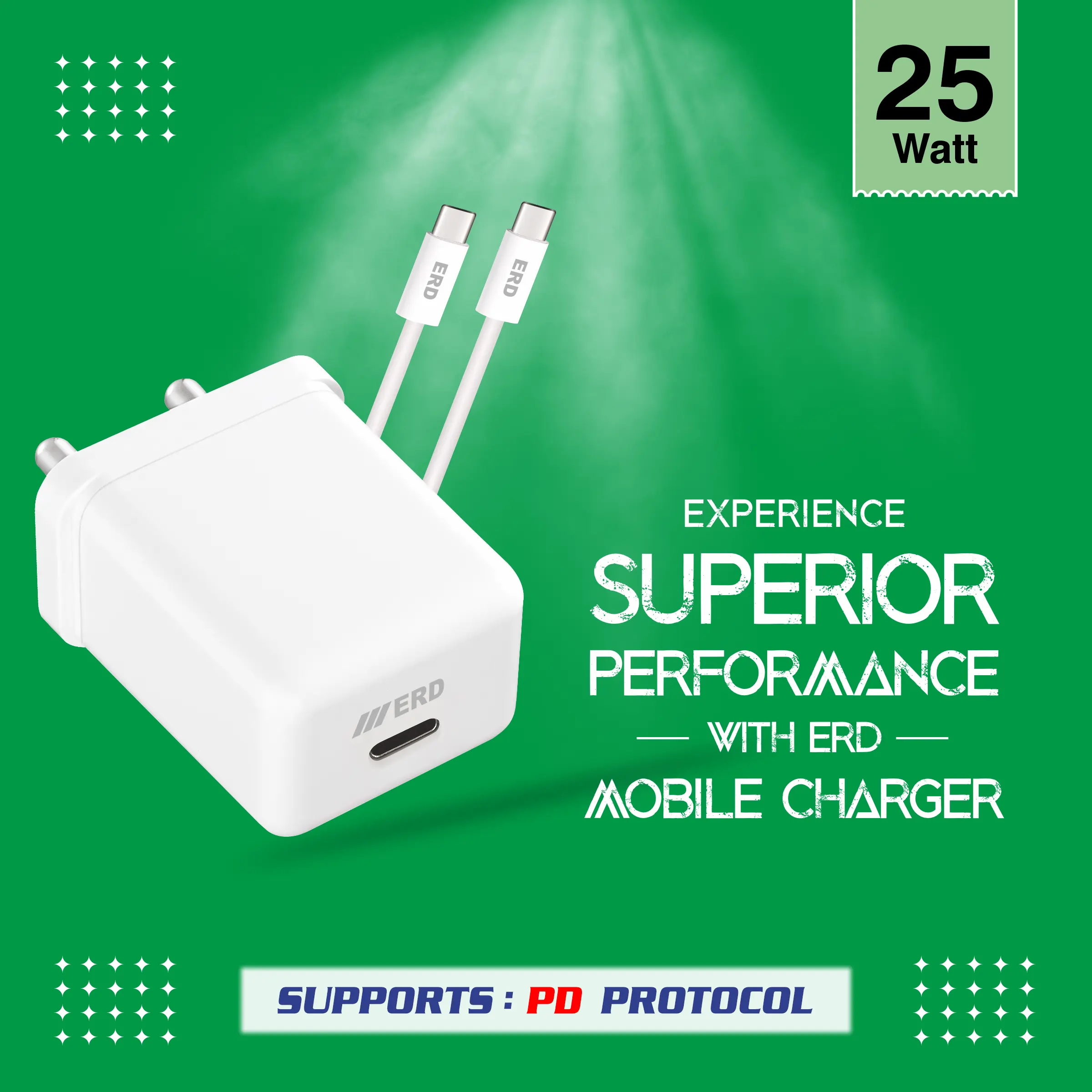 ERD TC-132 CHARGER+USB-C TO C PD WHT 25W - Image 5