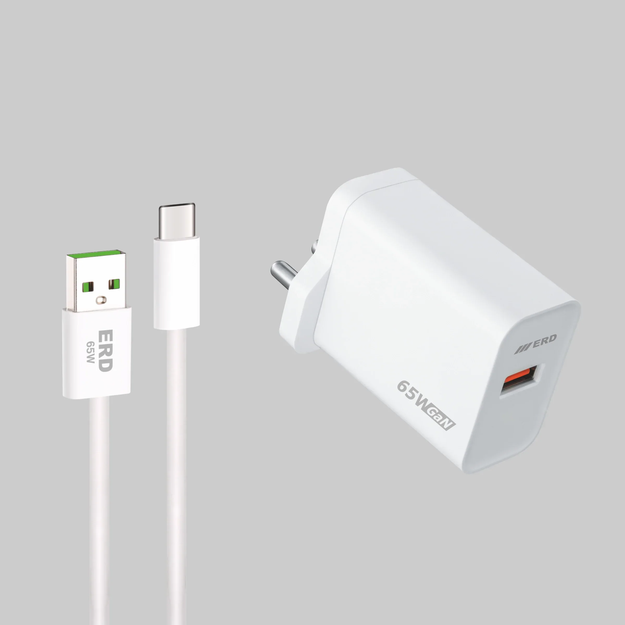 ERD TC-162 USB-A GaN Charger With USB-C Cable, 65W