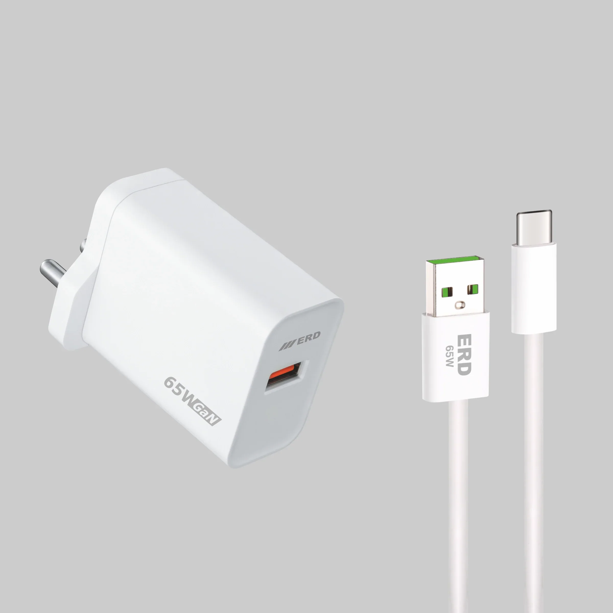 ERD TC-162 USB-A GaN Charger With USB-C Cable, 65W - Image 2