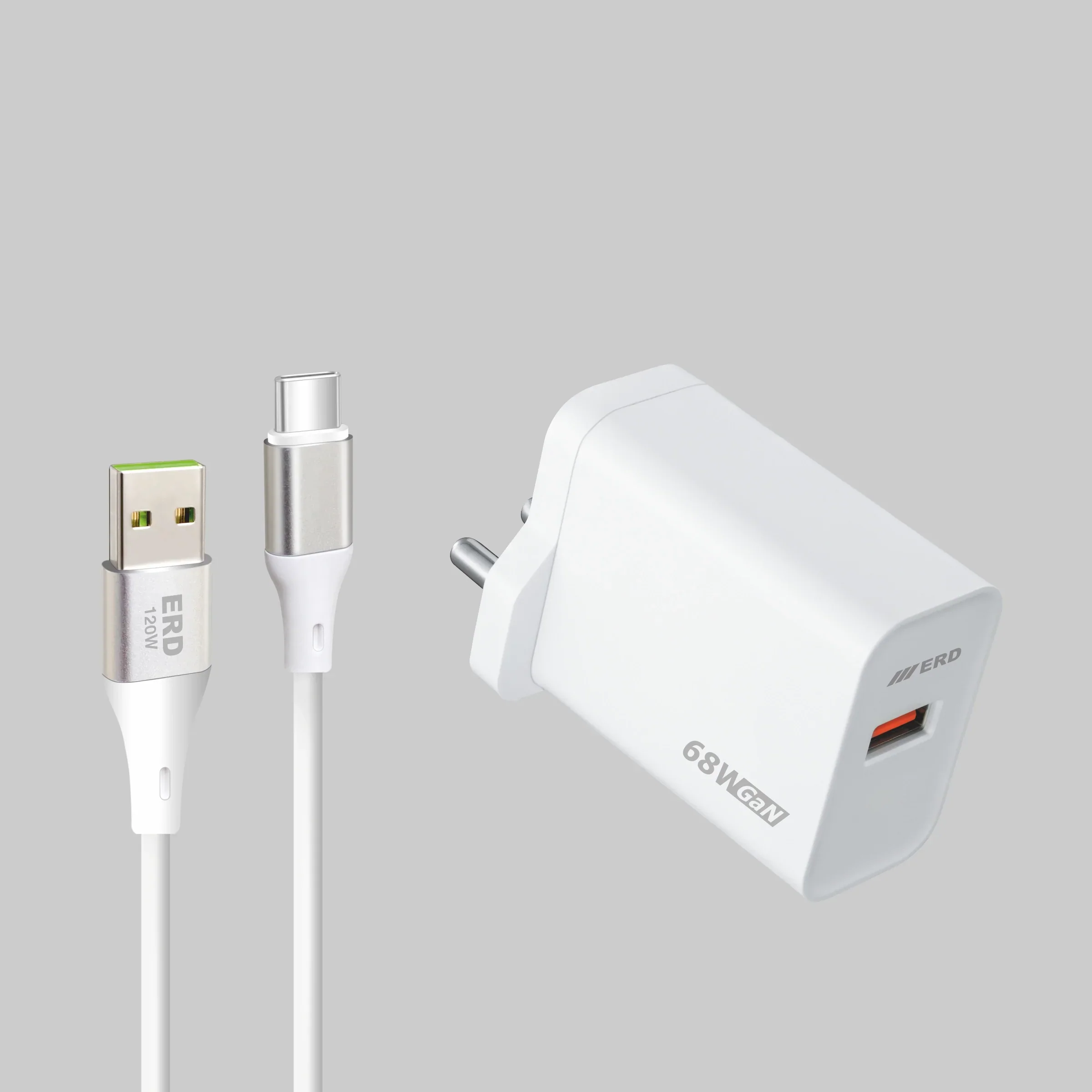 ERD TC-165 USB-A GaN Charger With USB-C Cable, 68W - Image 2