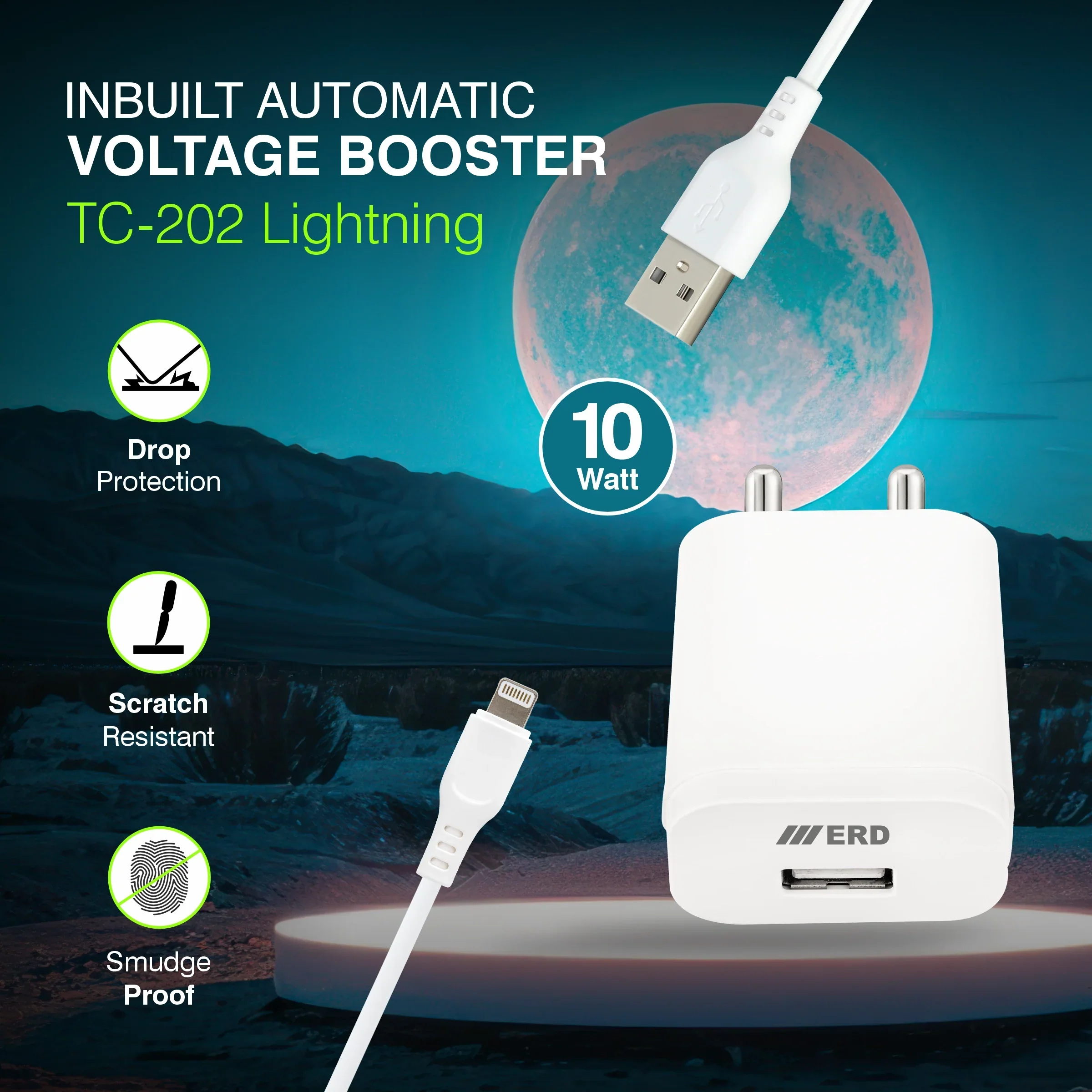 ERD TC-202 CHARGER WITH IP5 DATA CABLE WHITE 10W - Image 3