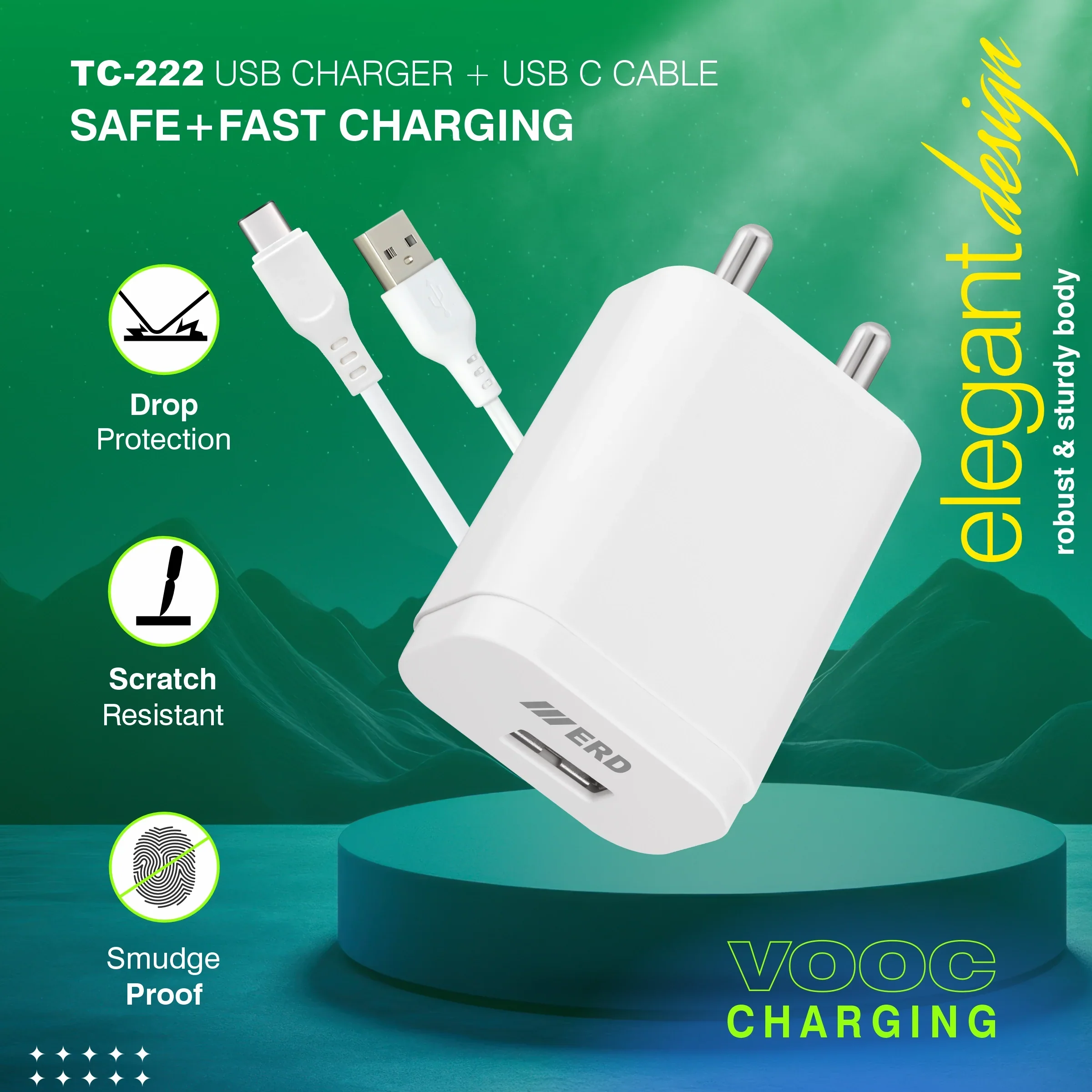 ERD TC-221 CHARGER WITH USB-C QC WHT 20W - Image 4